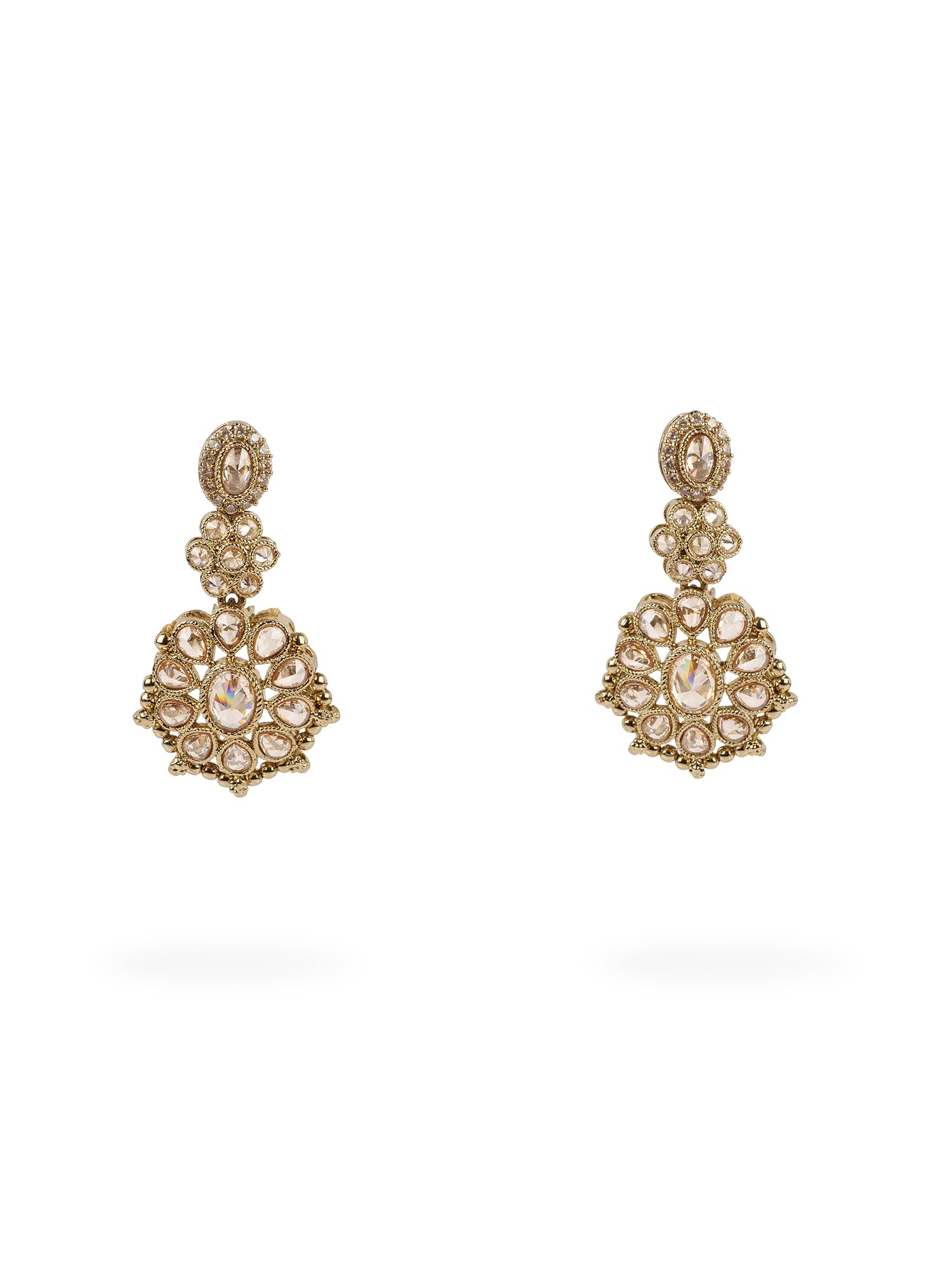 Zoha Bead Edge Earrings in Champagne