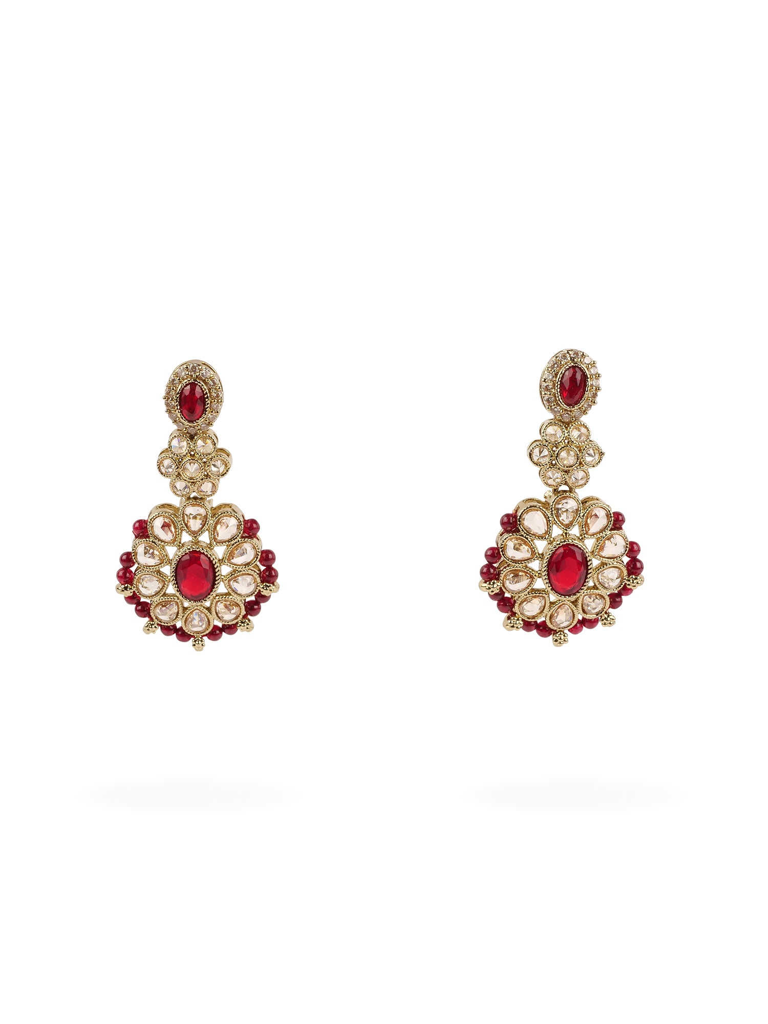 Zoha Bead Edge Earrings in Maroon