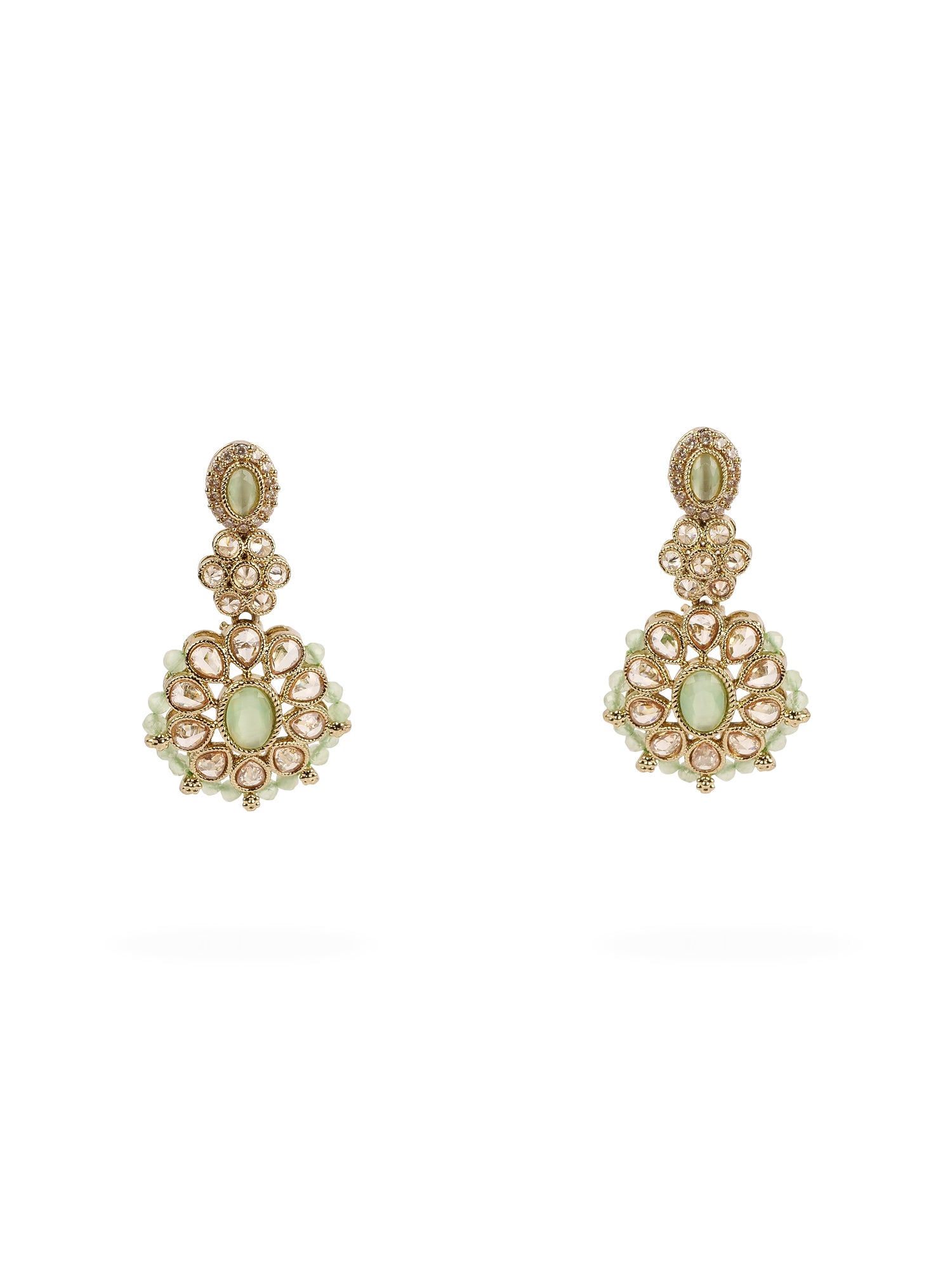 Zoha Bead Edge Earrings in Mint