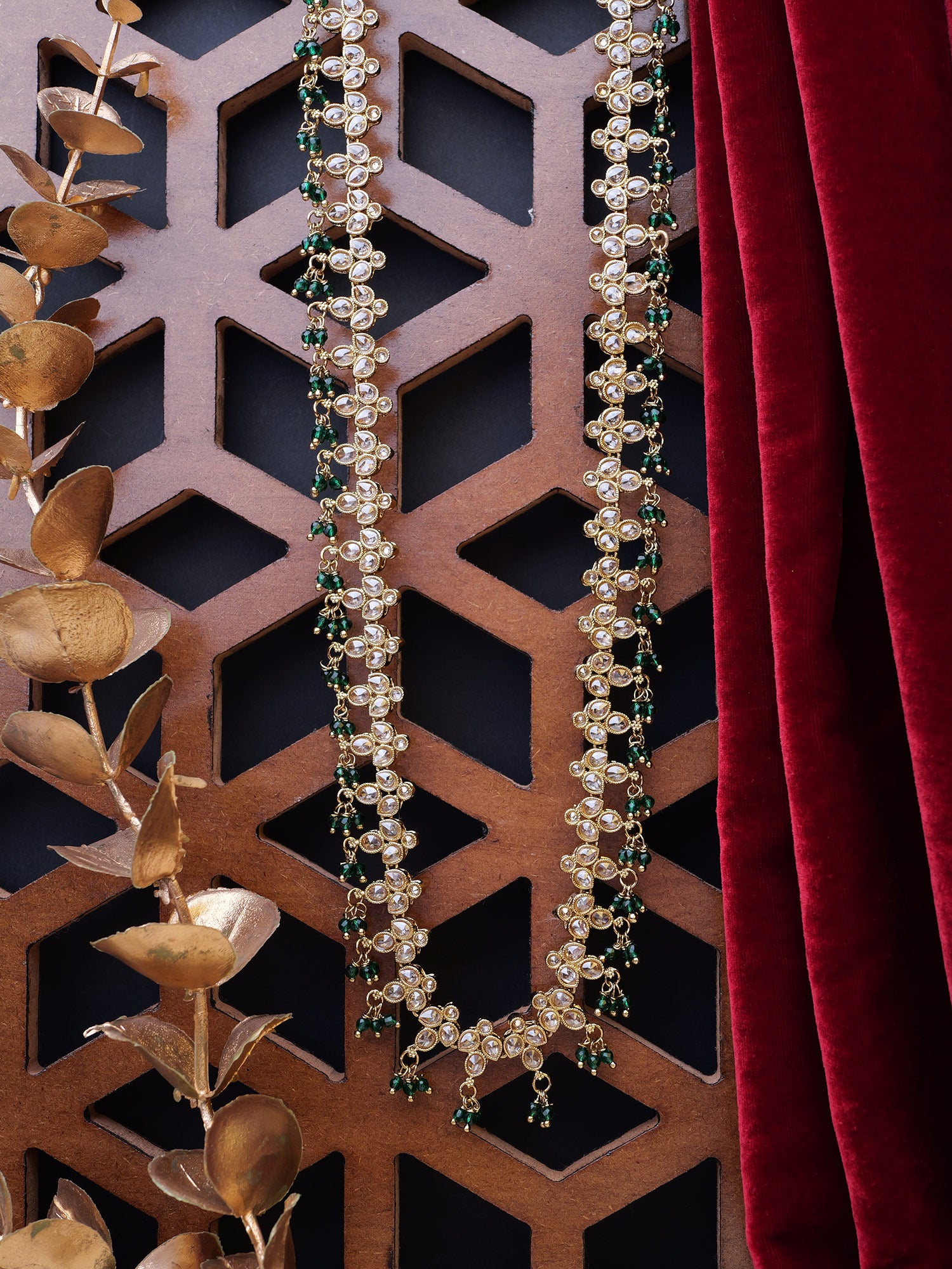 Zoya Rani Haar in Green and Antique Gold