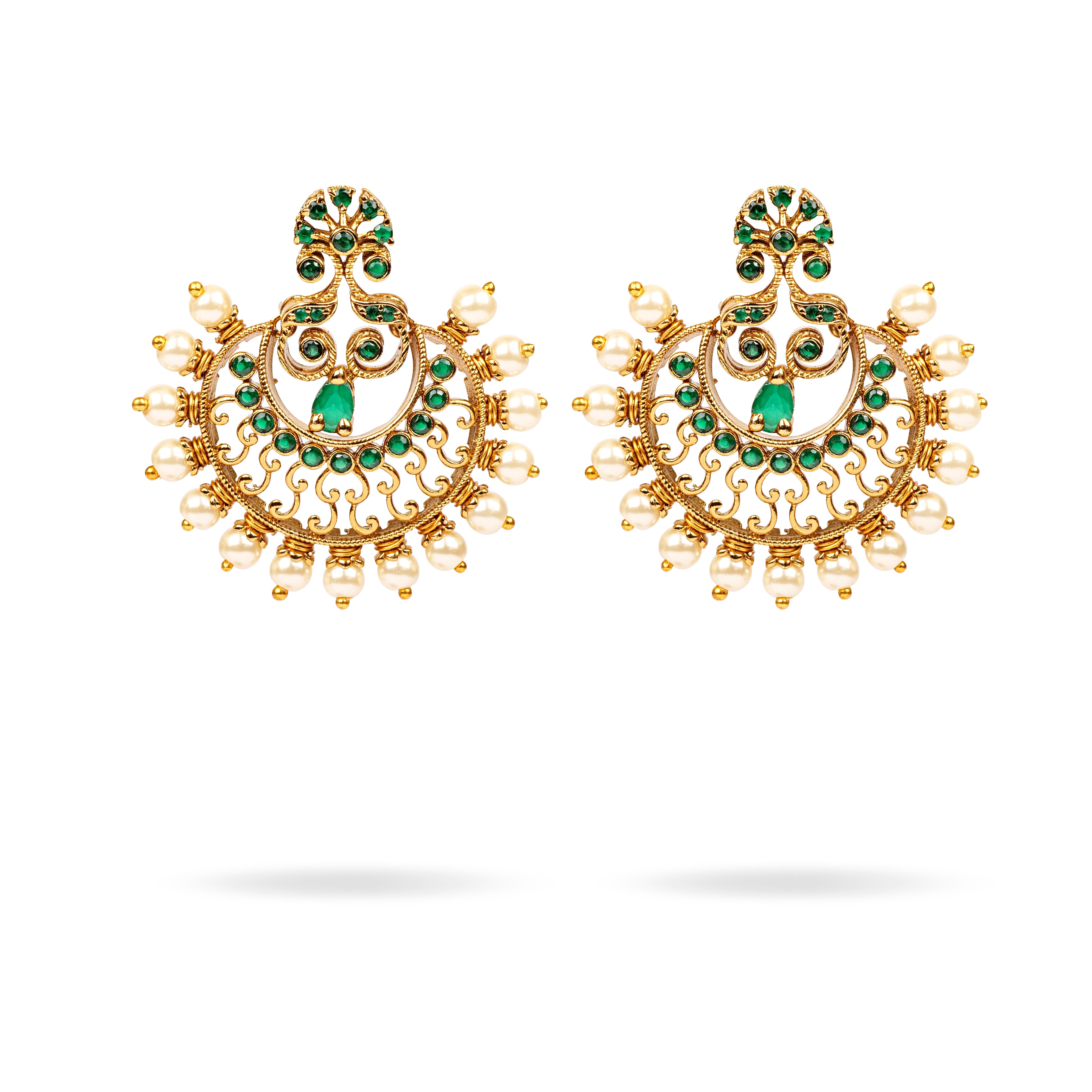 Kanjari Classic Chaand Earrings in Green
