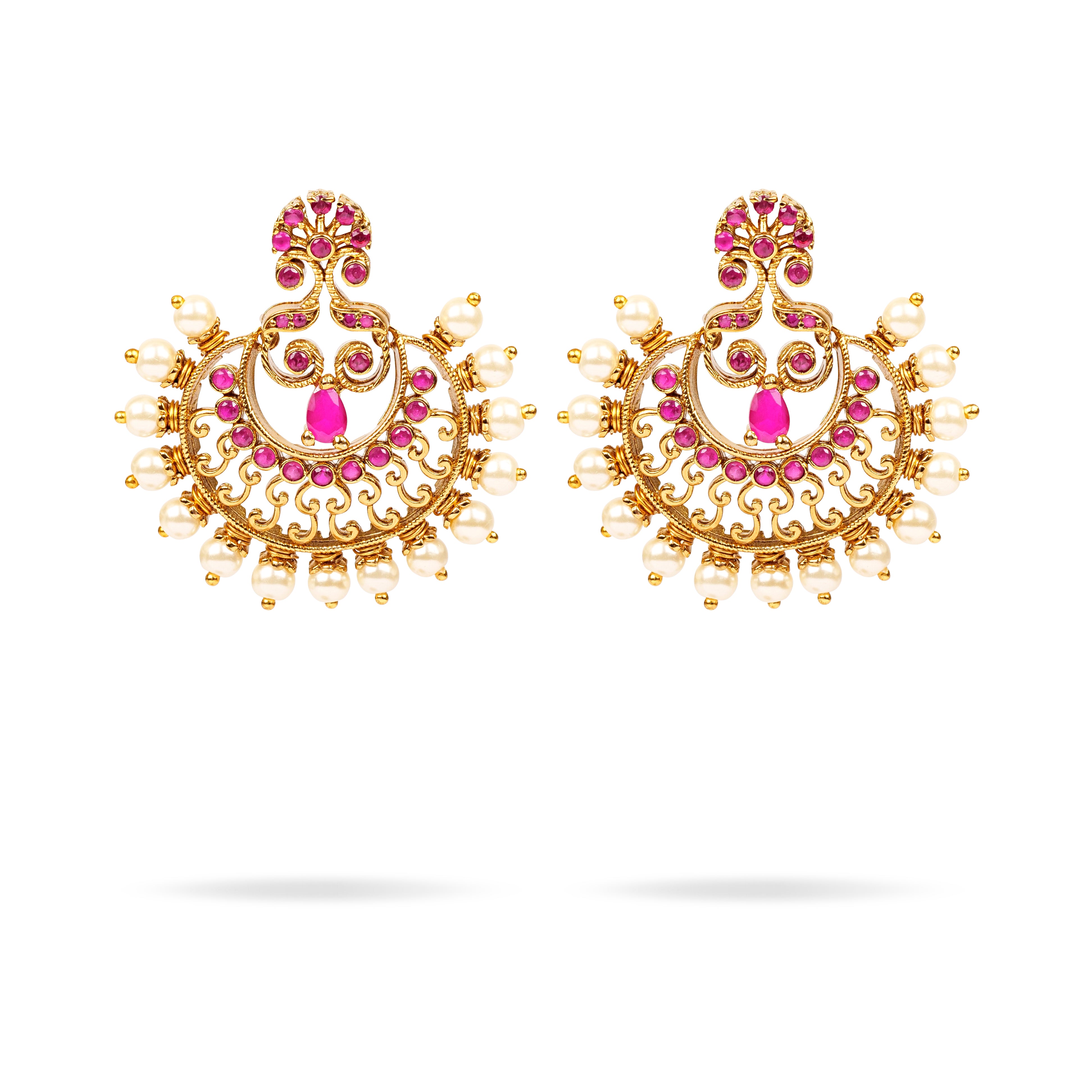 Kanjari Classic Chaand Earrings in Ruby