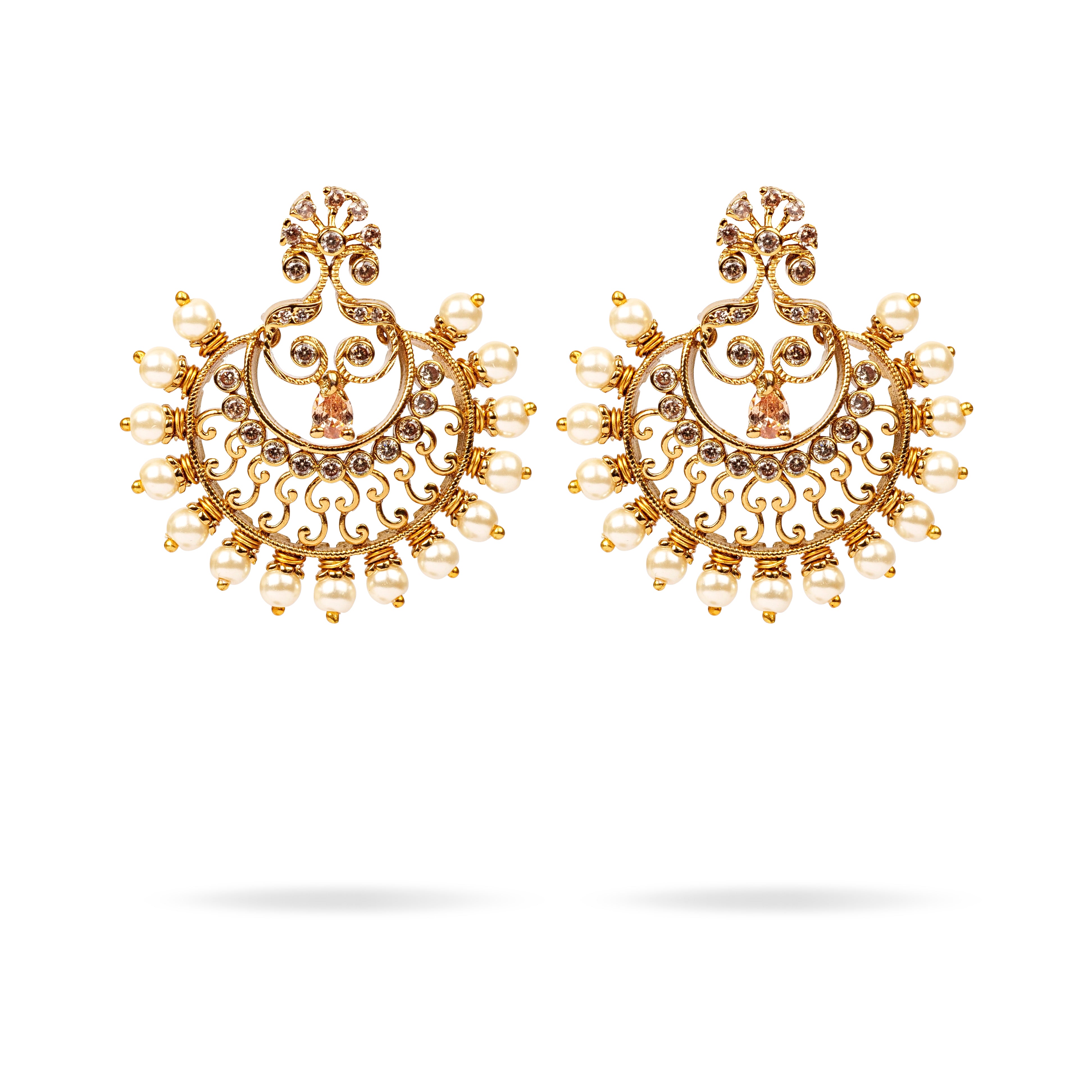Kanjari Classic Chaand Earrings in Pearl
