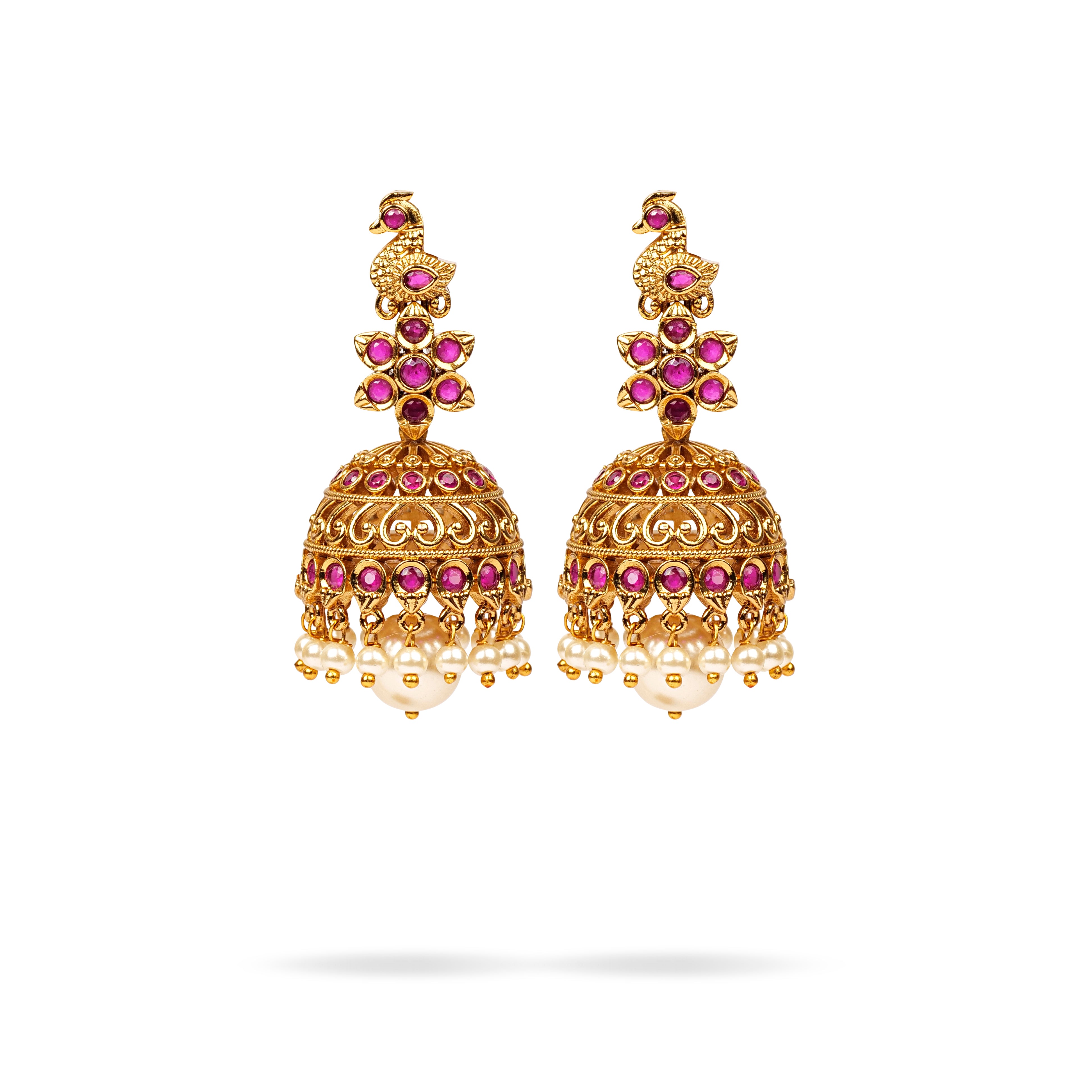 Charani Classic Jhumka Earrings in Ruby