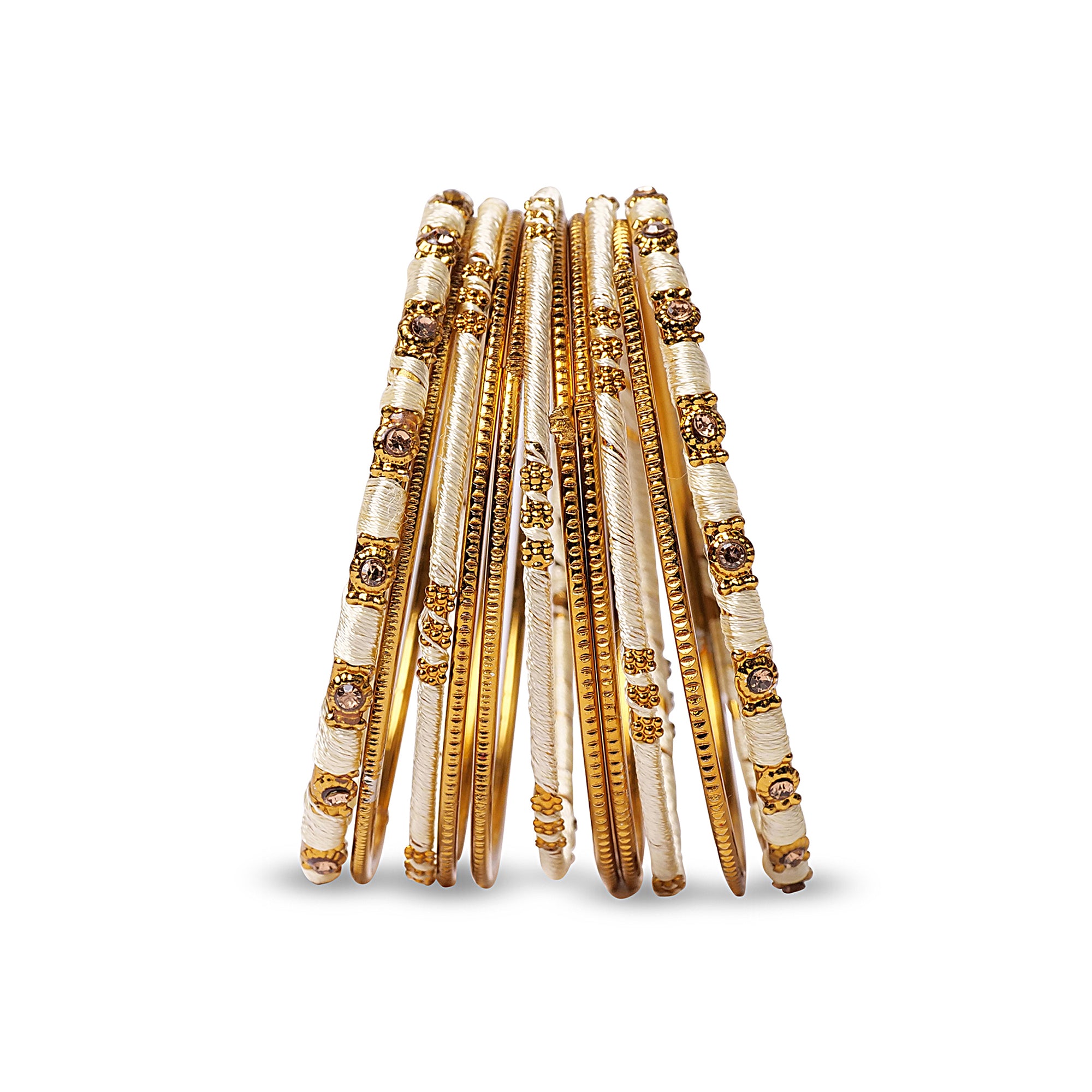 Light Gold Thread Bangle Stack