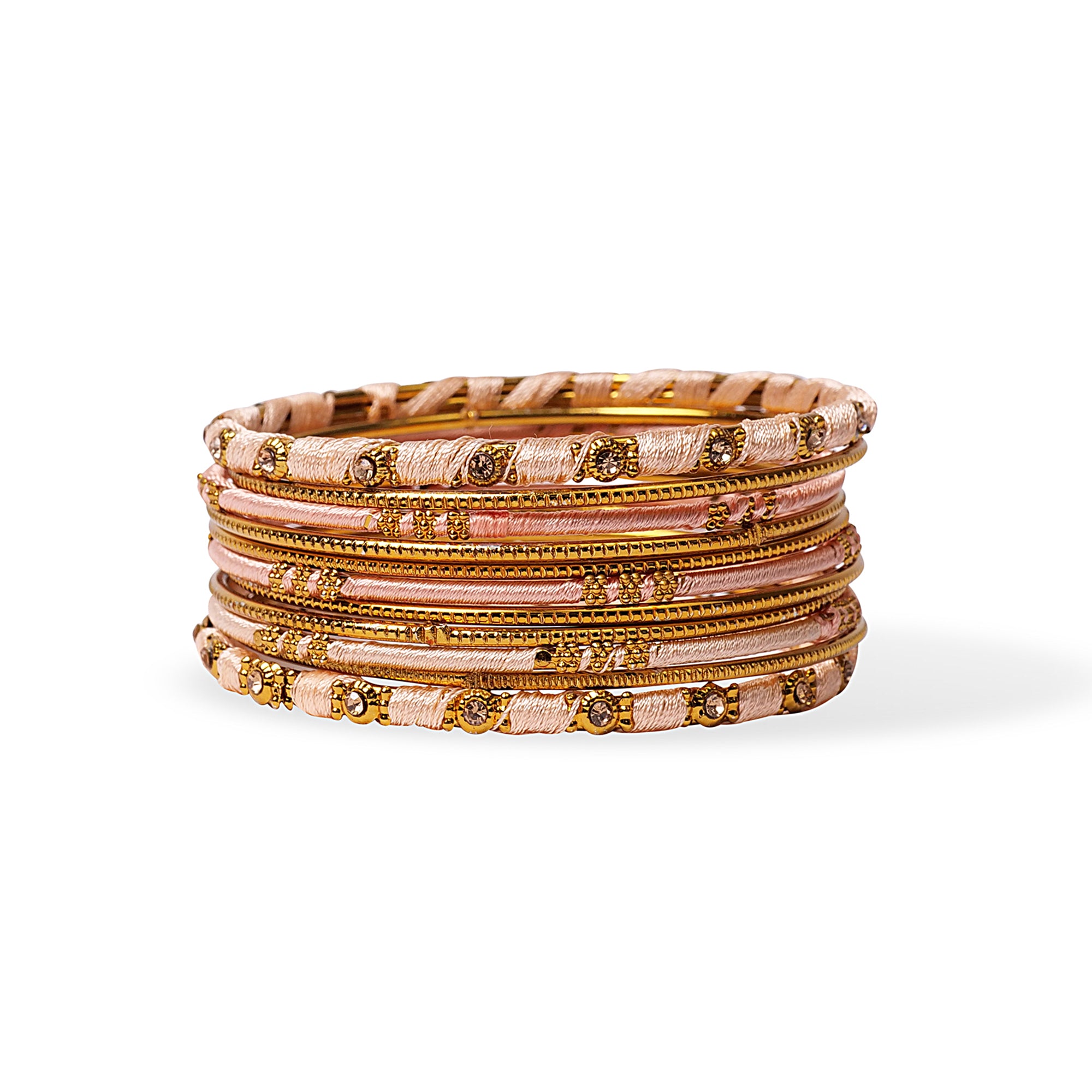 Peach and Gold Bangle Stack
