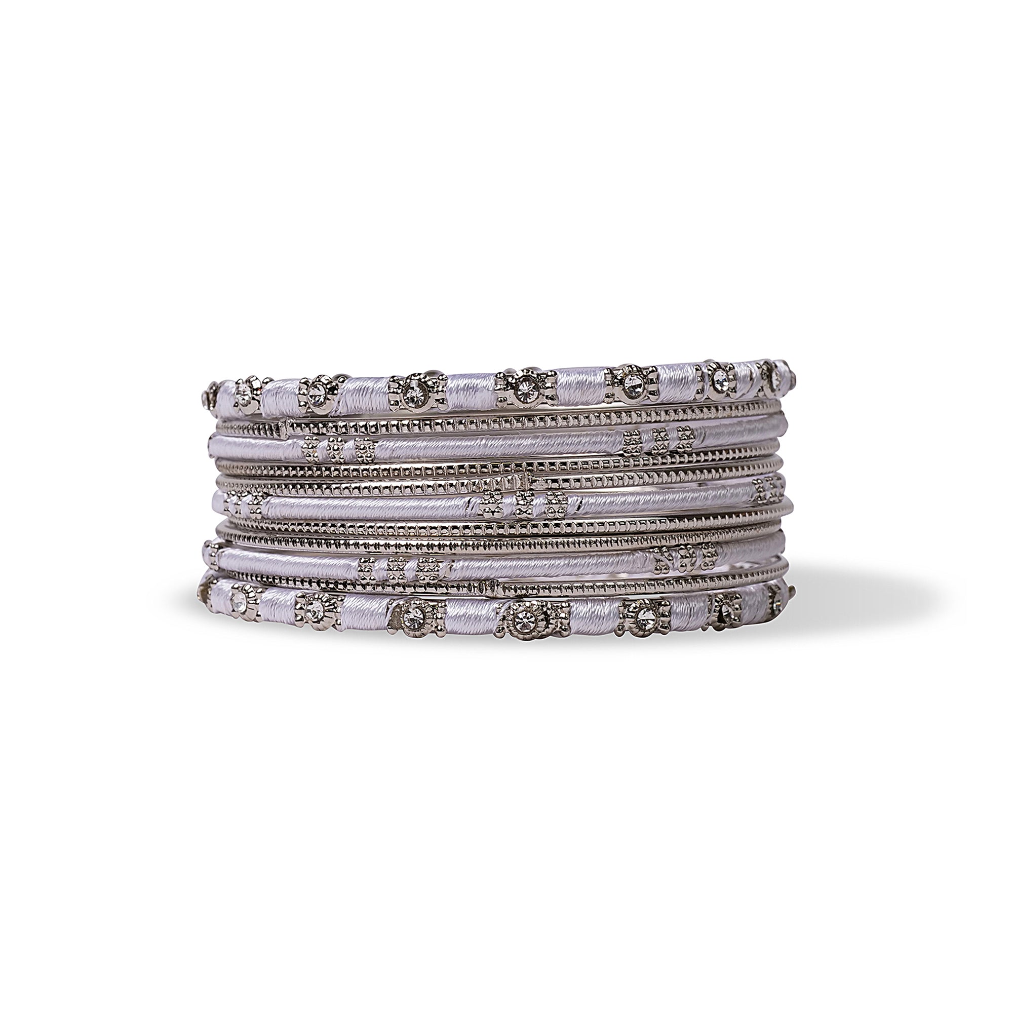 Light Grey and Silver Bangle Stack