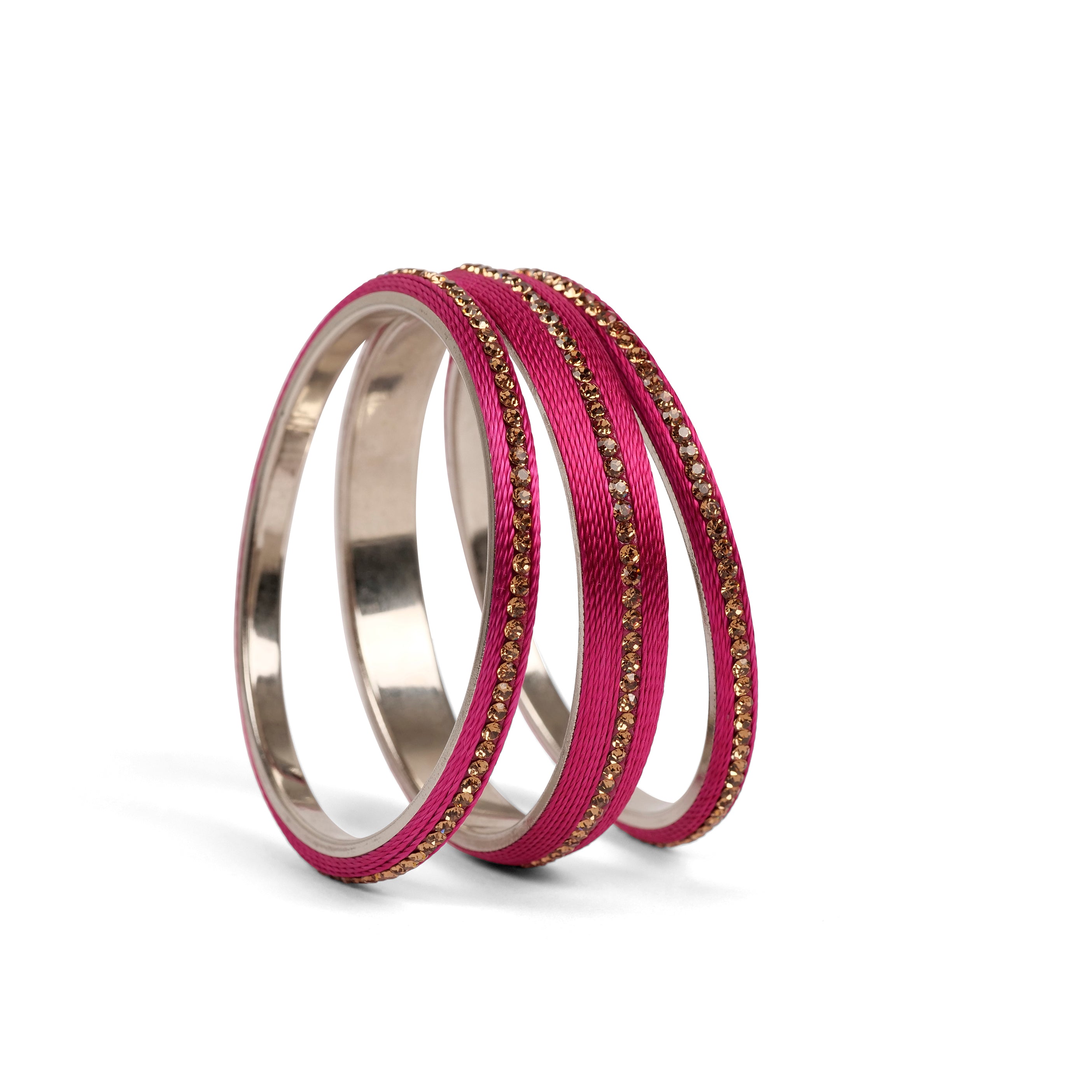 Set of 3 Thread Bangles in Pink