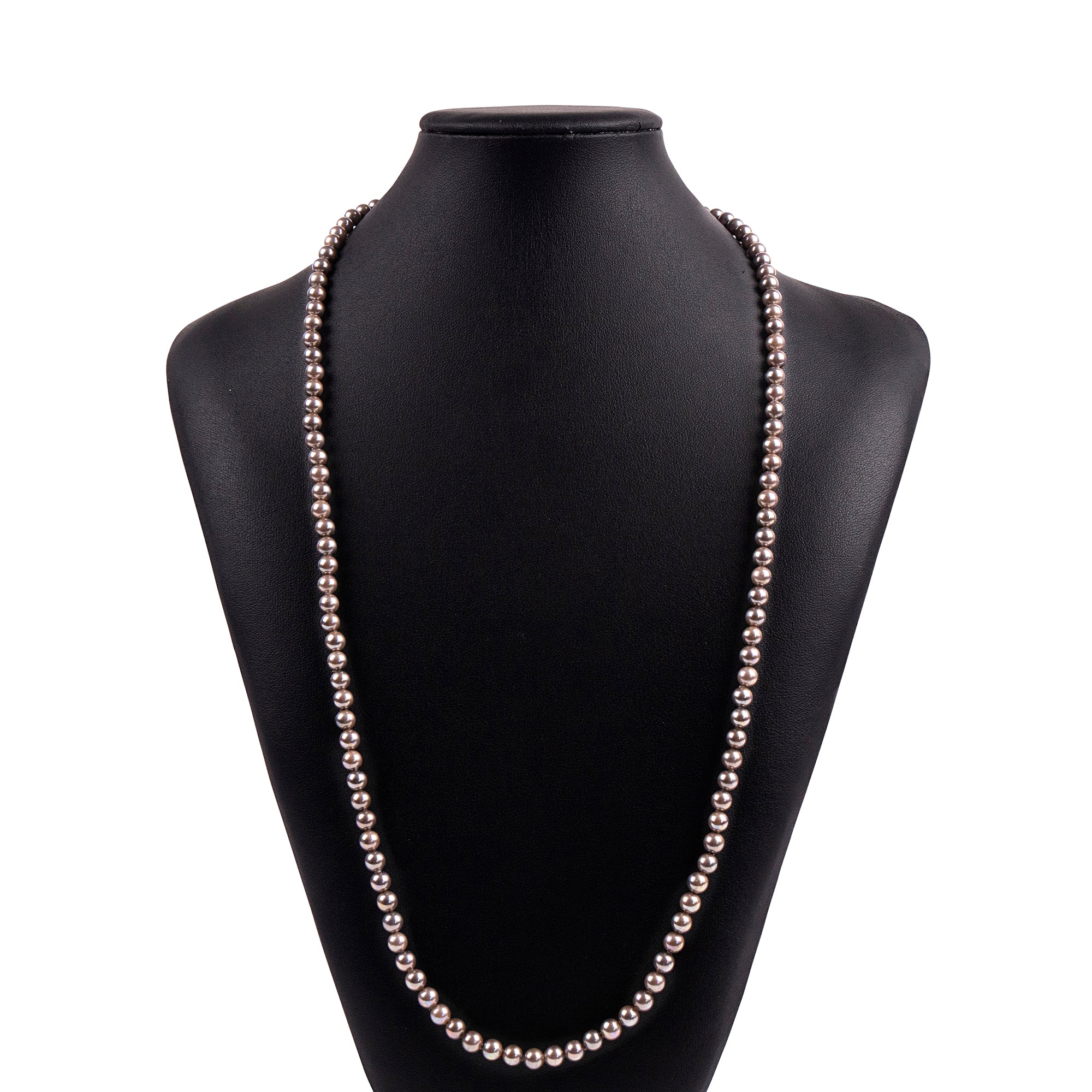 Burgundy Grey Pearl Bead Long Chain