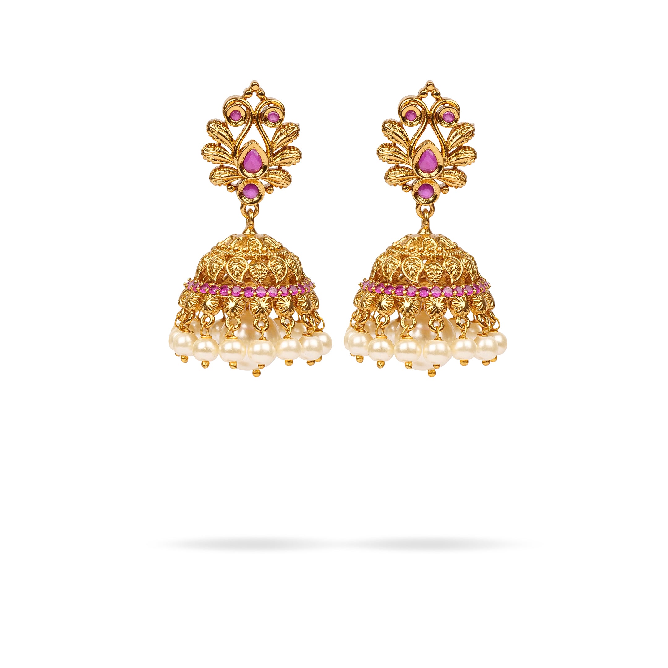 Ruby jhumka clearance earrings