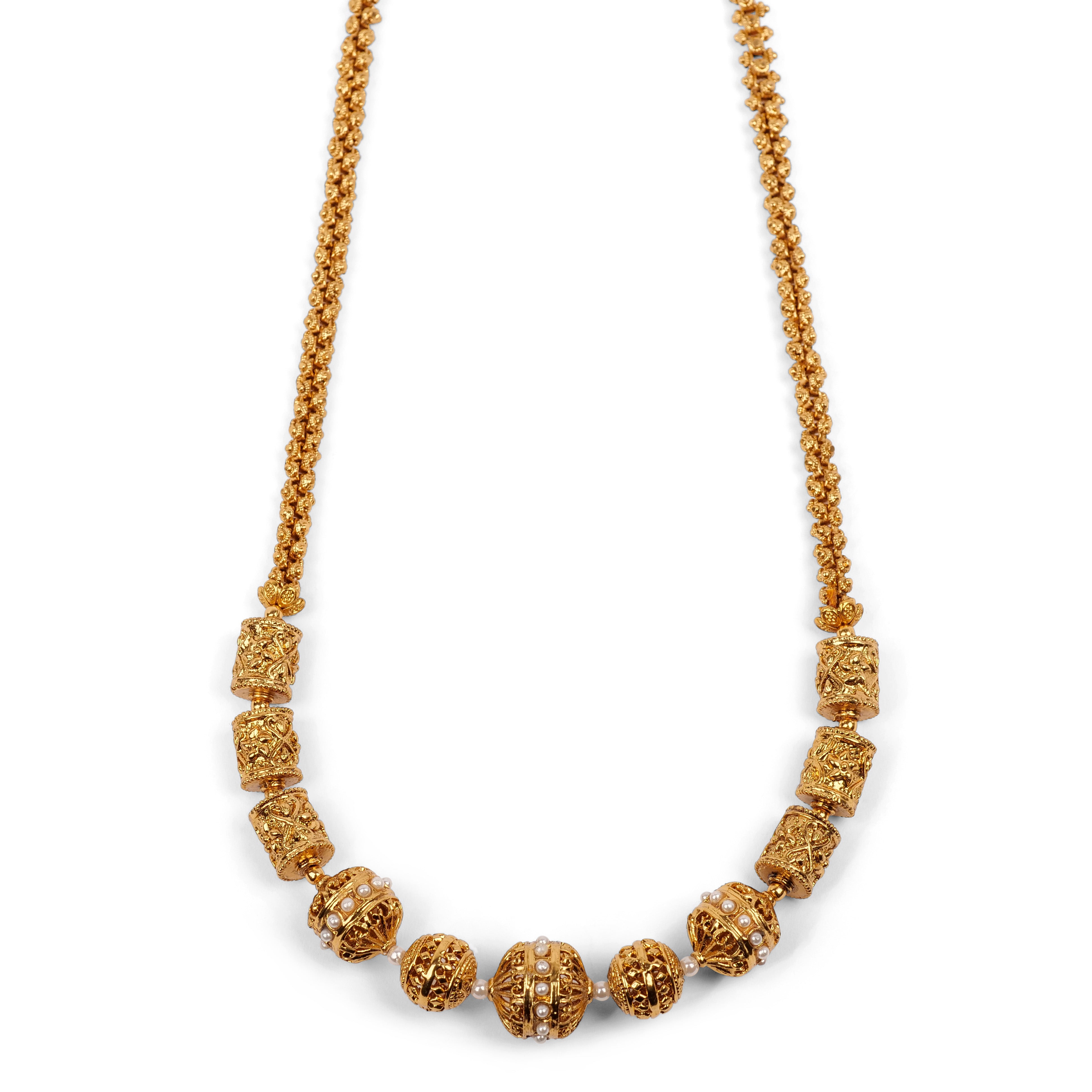 Milana Barrel Bead Chain Set in Pearl