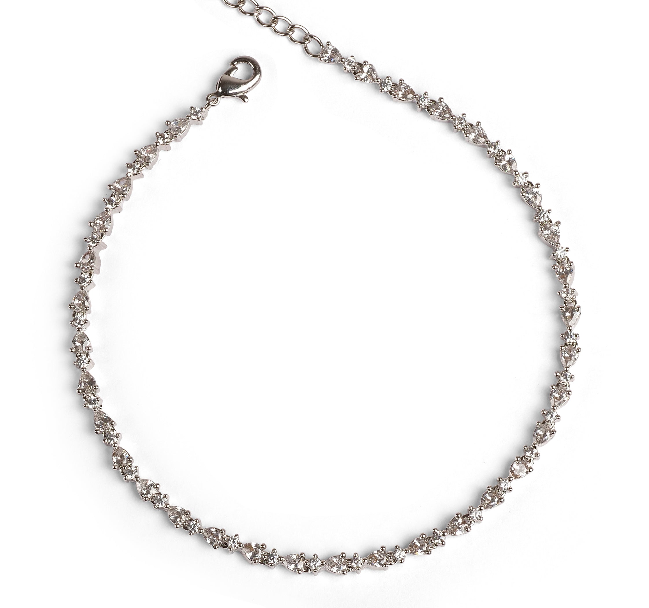 Lucia Cubic Zirconia Anklet in Rhodium