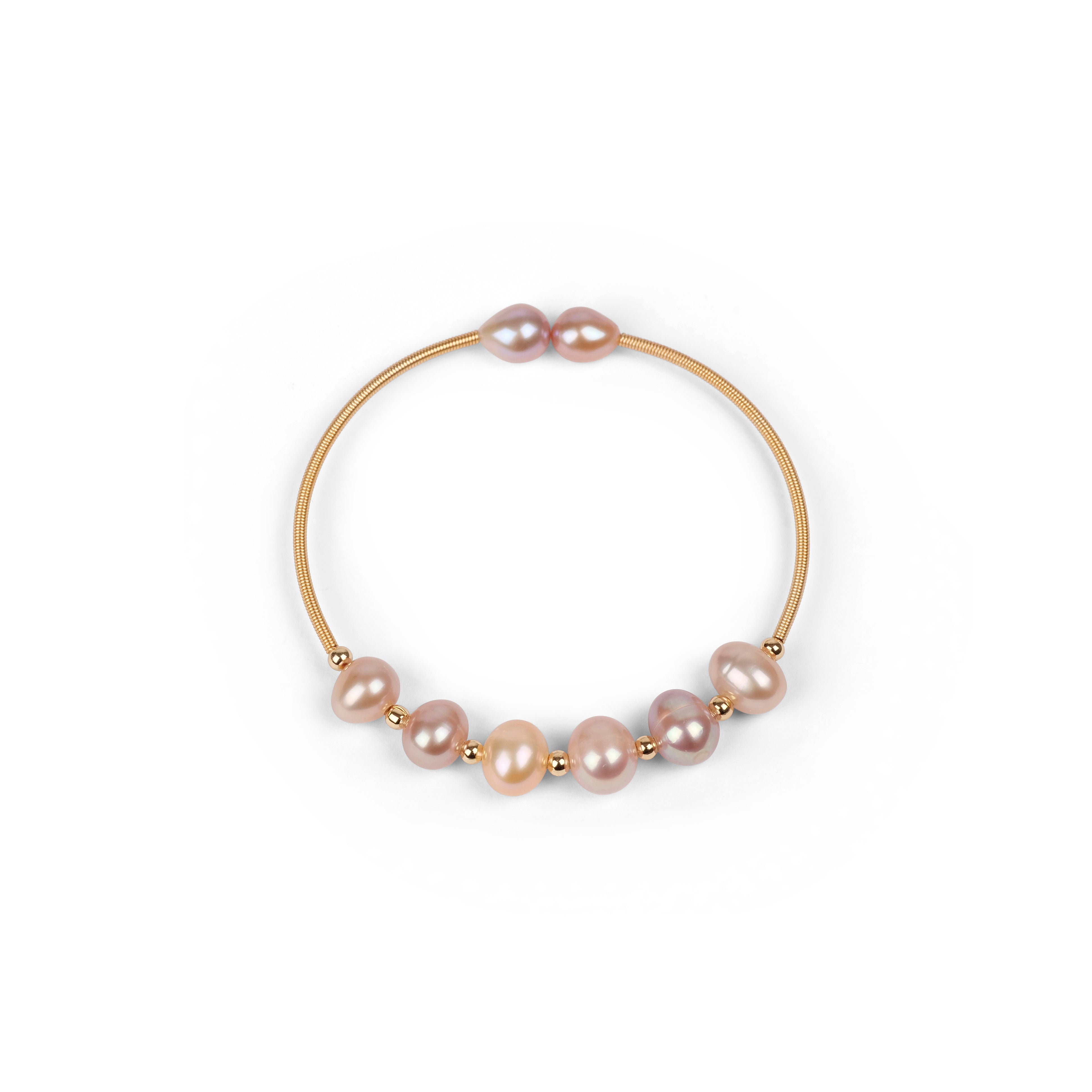 Slip on Bangle Bracelet with Tonal Pearl