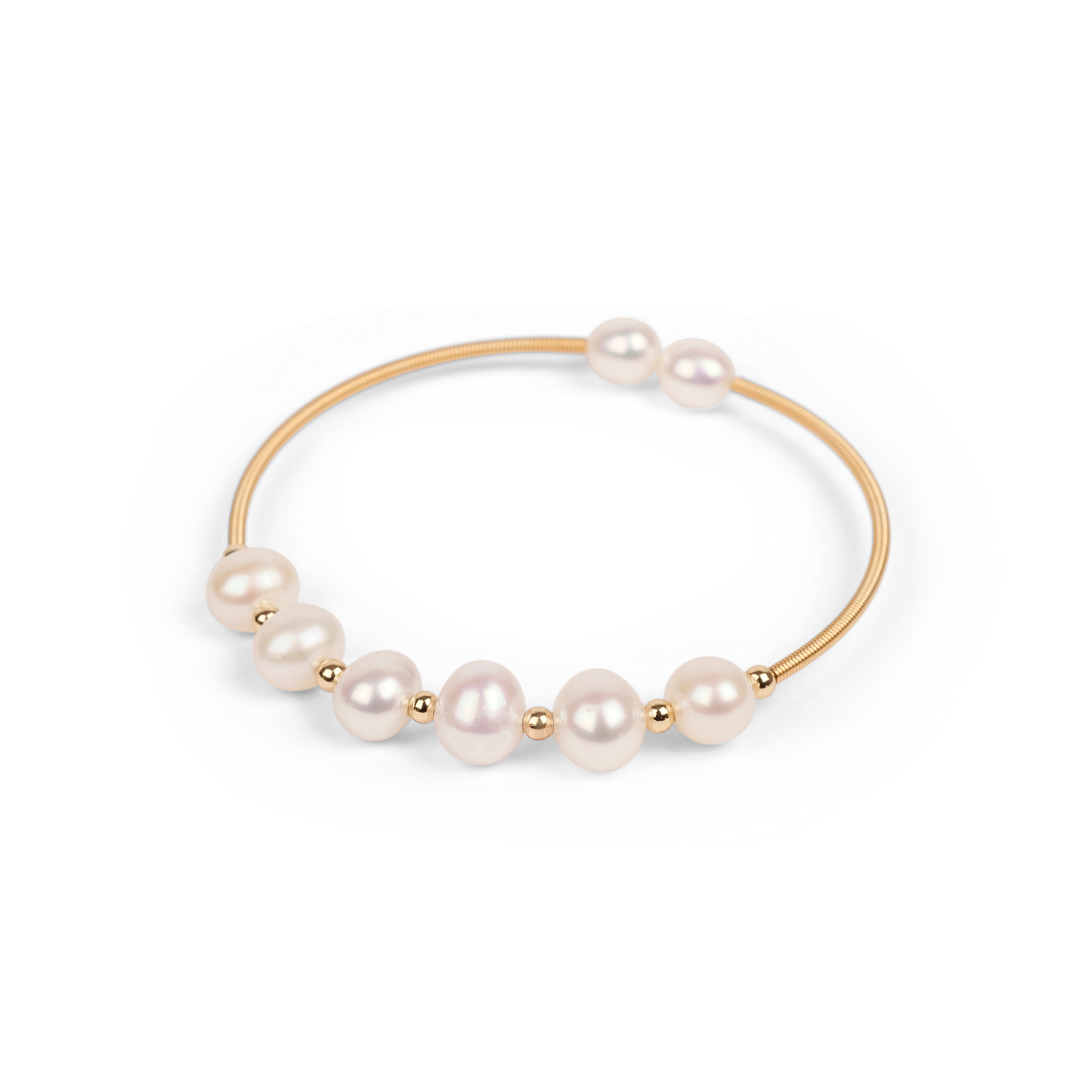 Slip on Bangle Bracelet with White Pearl