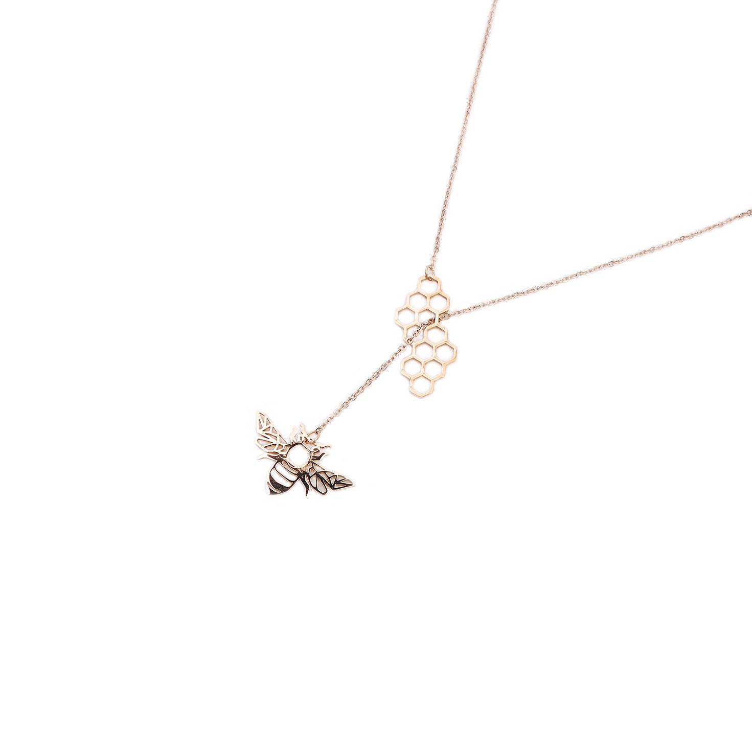 Honey Bee Necklace in Rose Gold