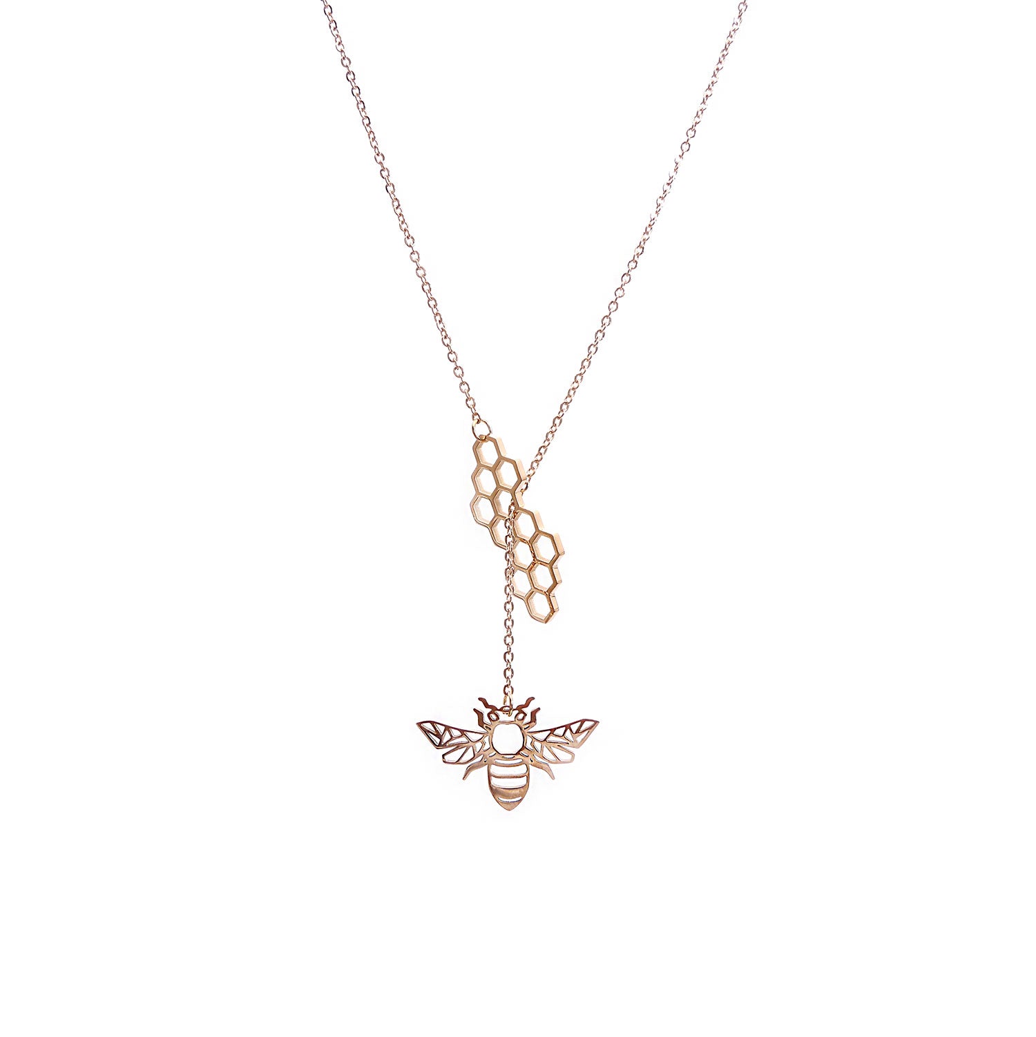 Honey Bee Necklace in Rose Gold