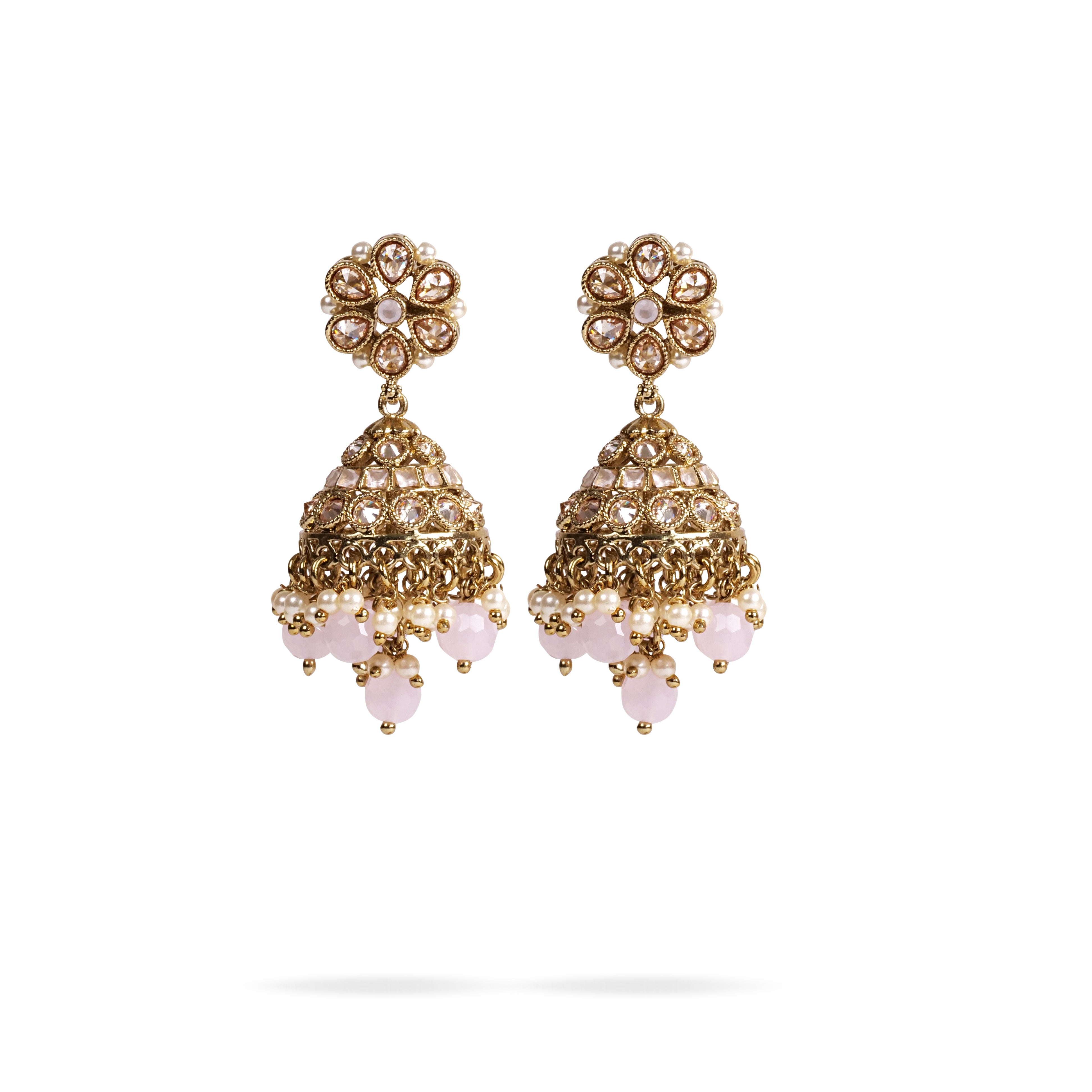 Jhansi Jhumka Earrings in Light Pink