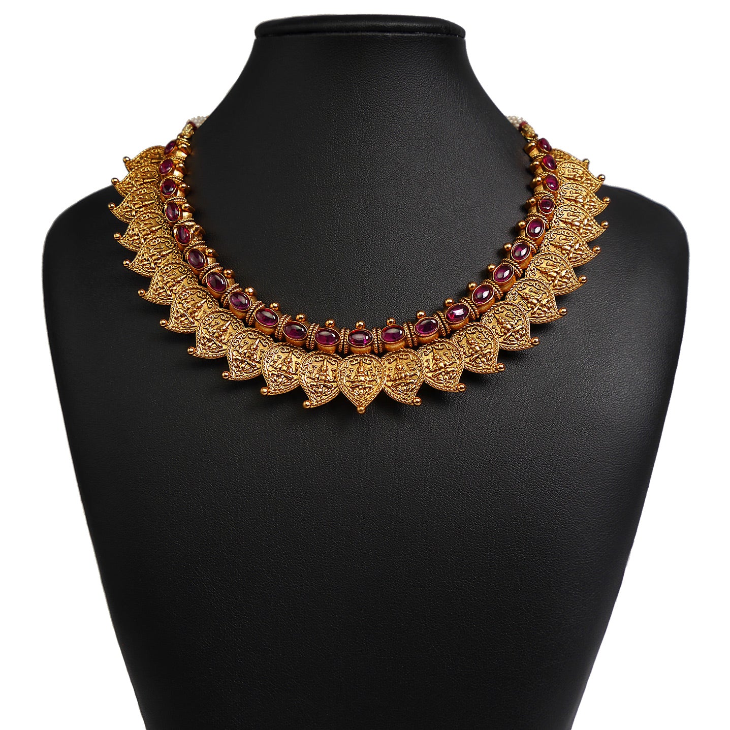 Tulsi Necklace Set in Ruby