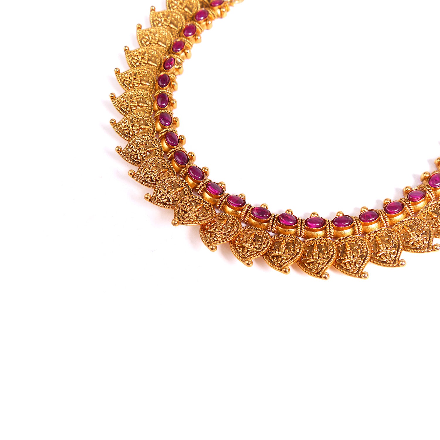 Tulsi Necklace Set in Ruby