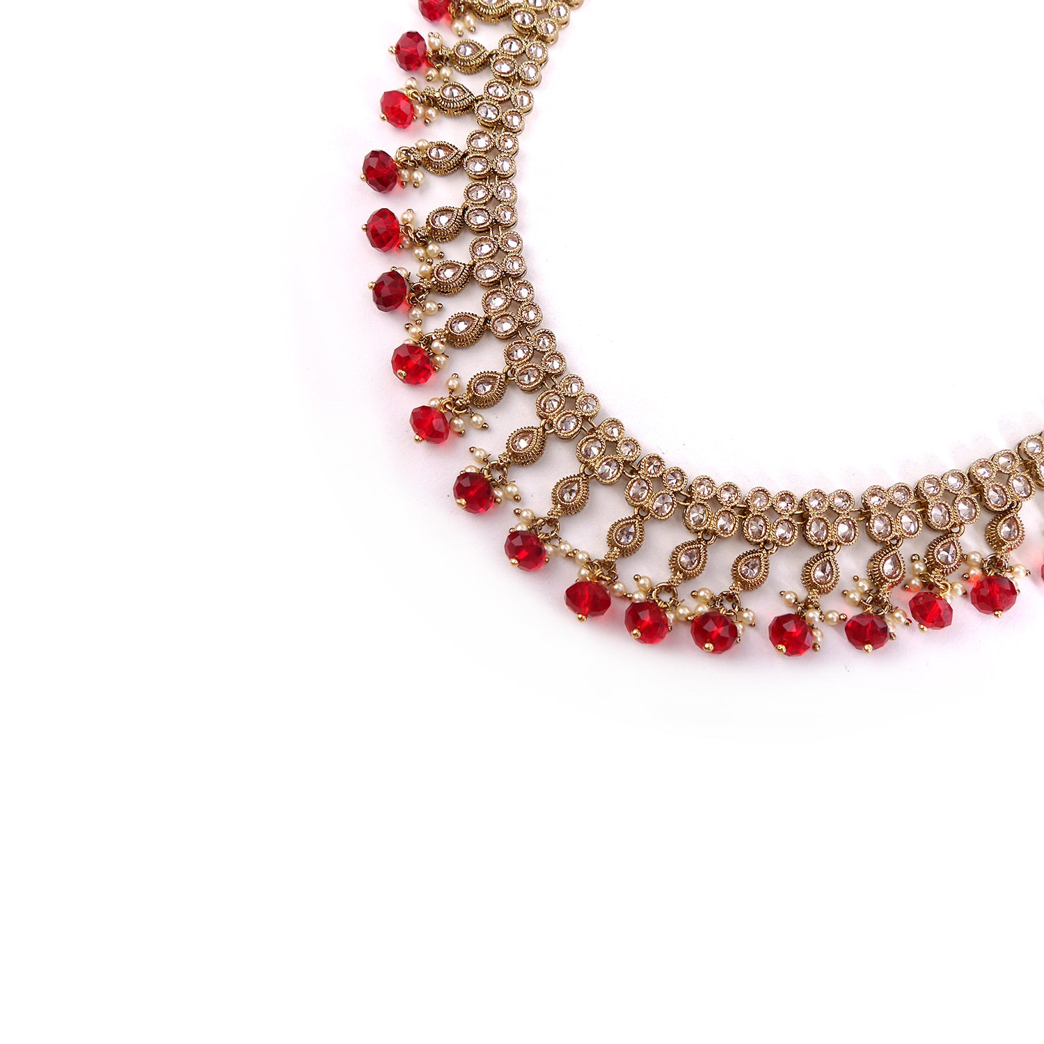 Double Row Red Necklace and Earrings