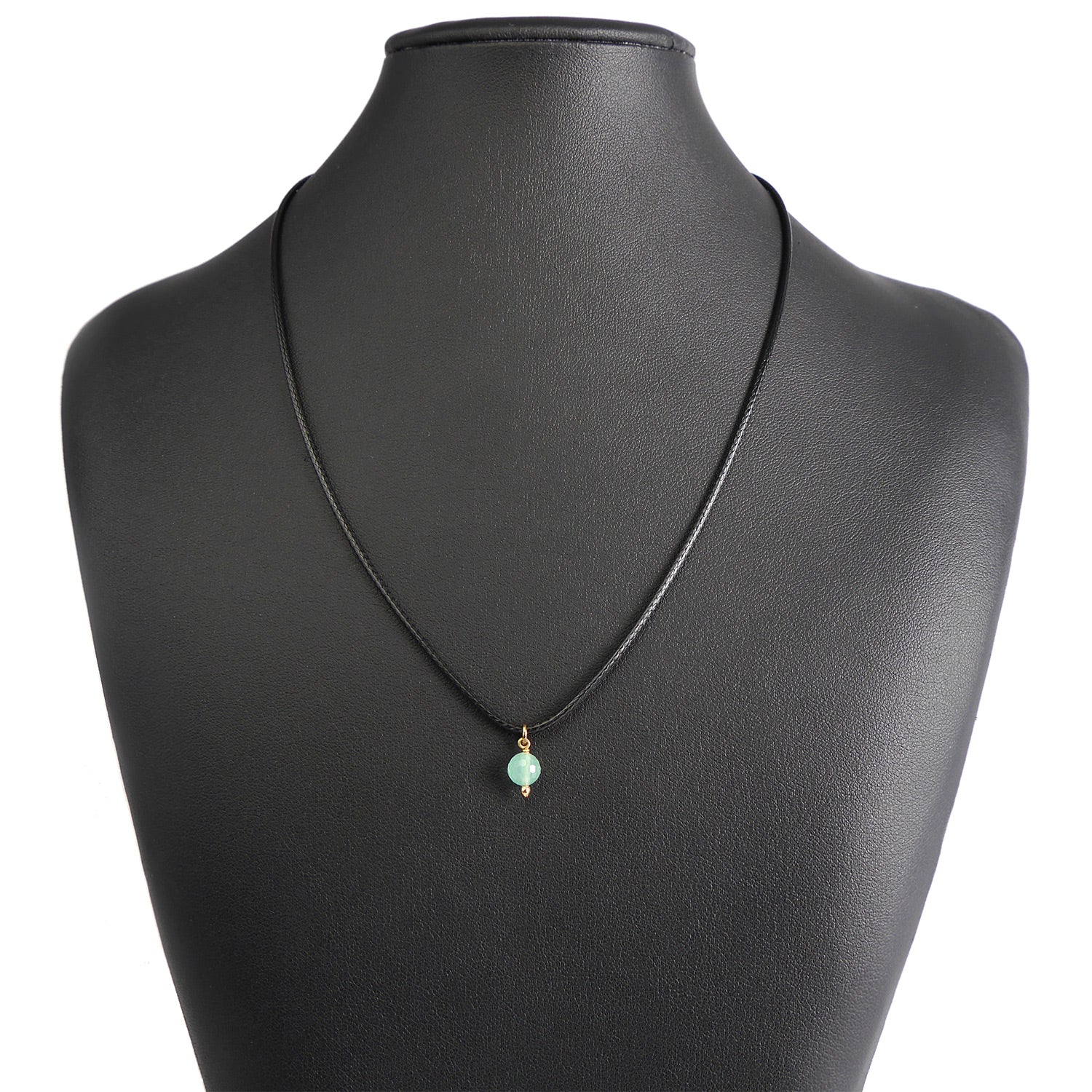Faux Leather Necklace with Turquoise Crystal