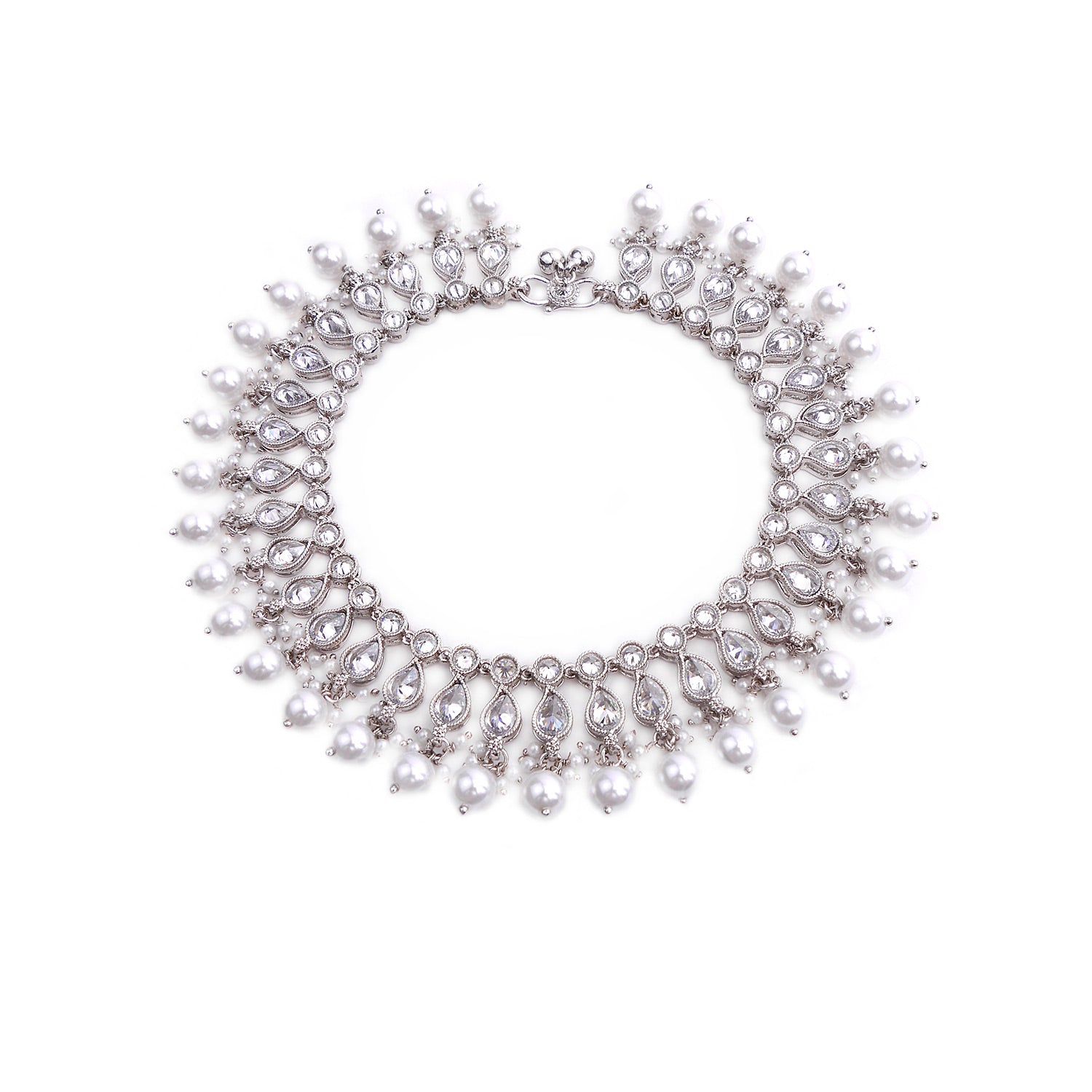 Jeiya Anklet in Pearl and Rhodium