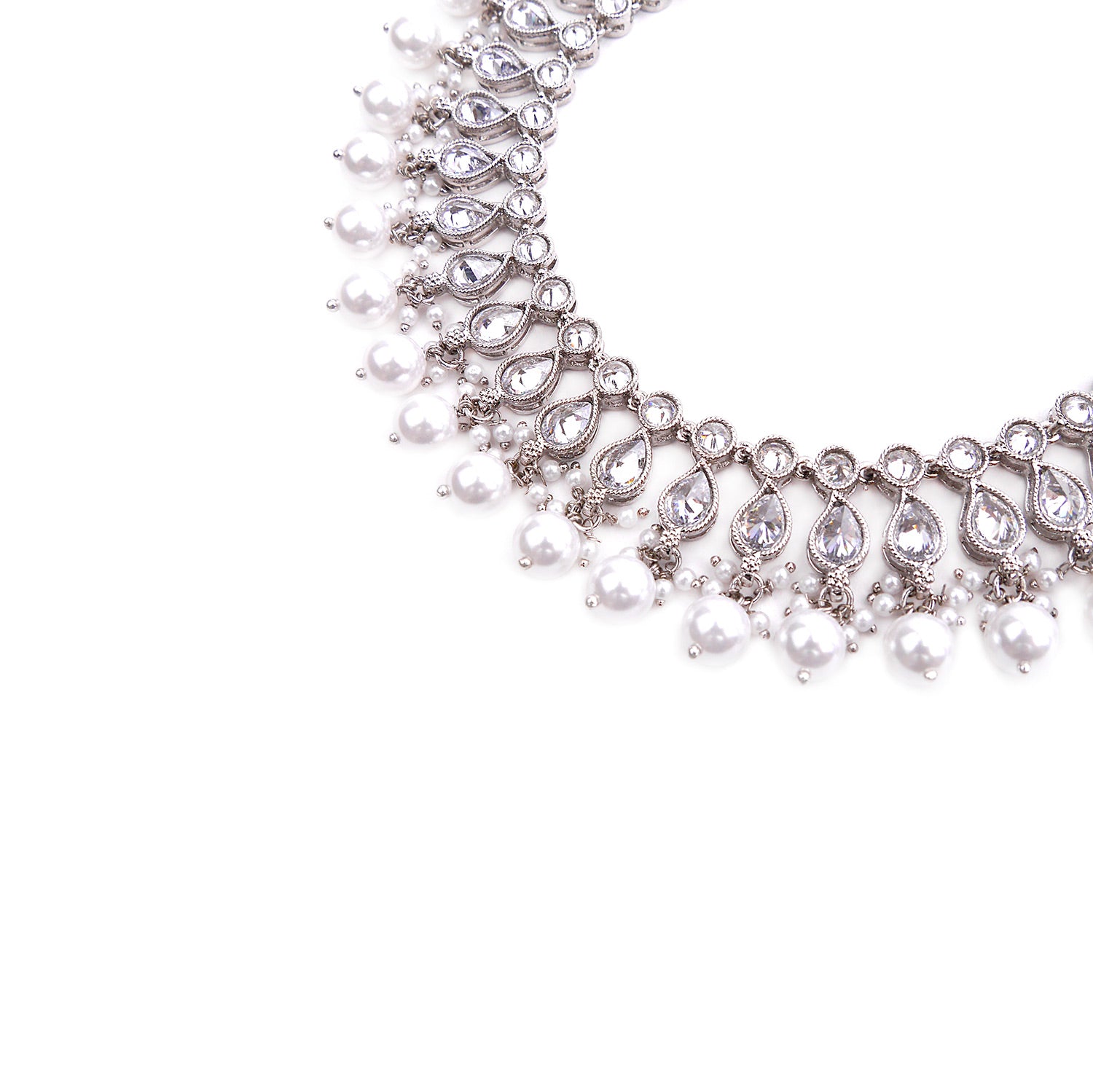 Jeiya Anklet in Pearl and Rhodium