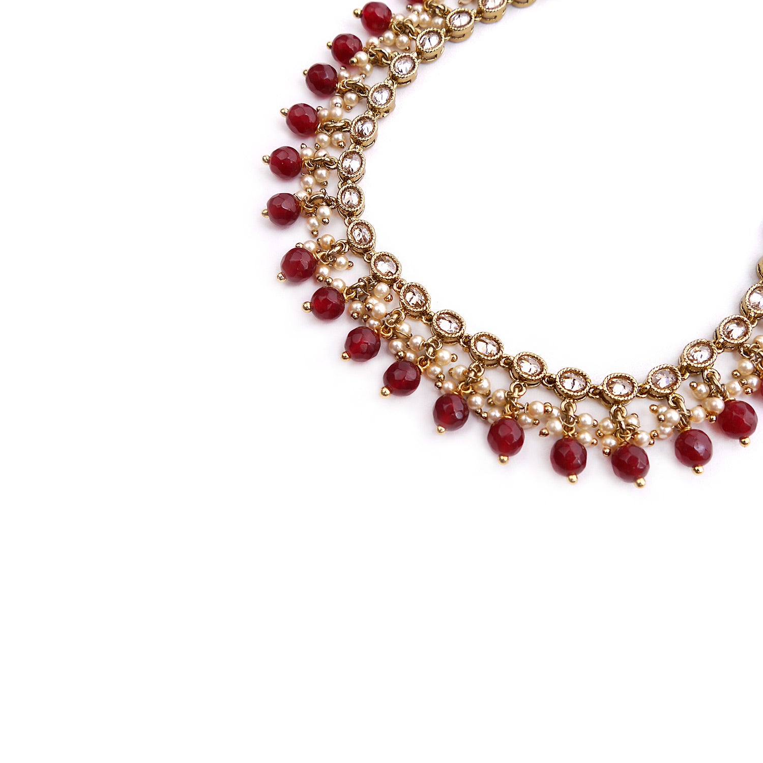 Antique Oval Anklet in Maroon