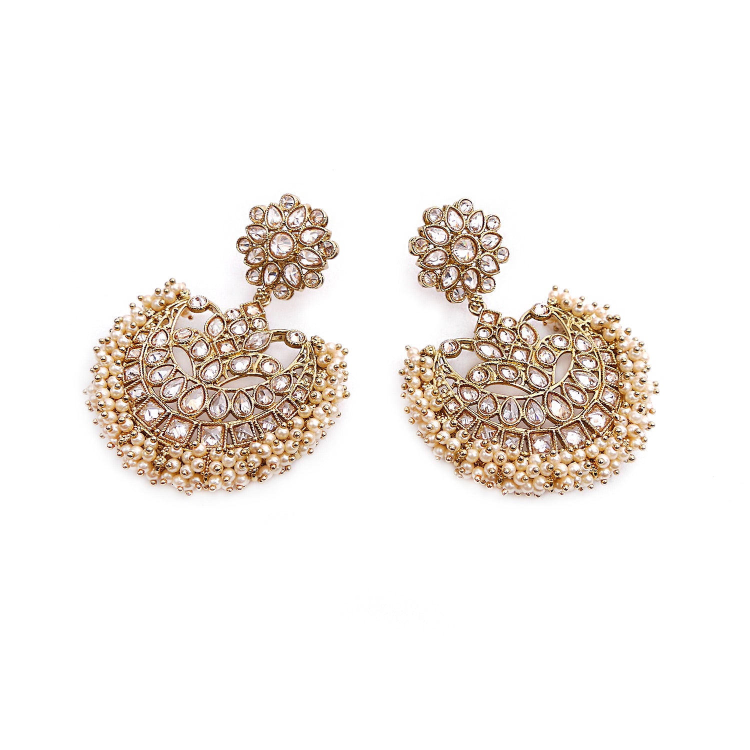 Round Drop Earrings with Pearls