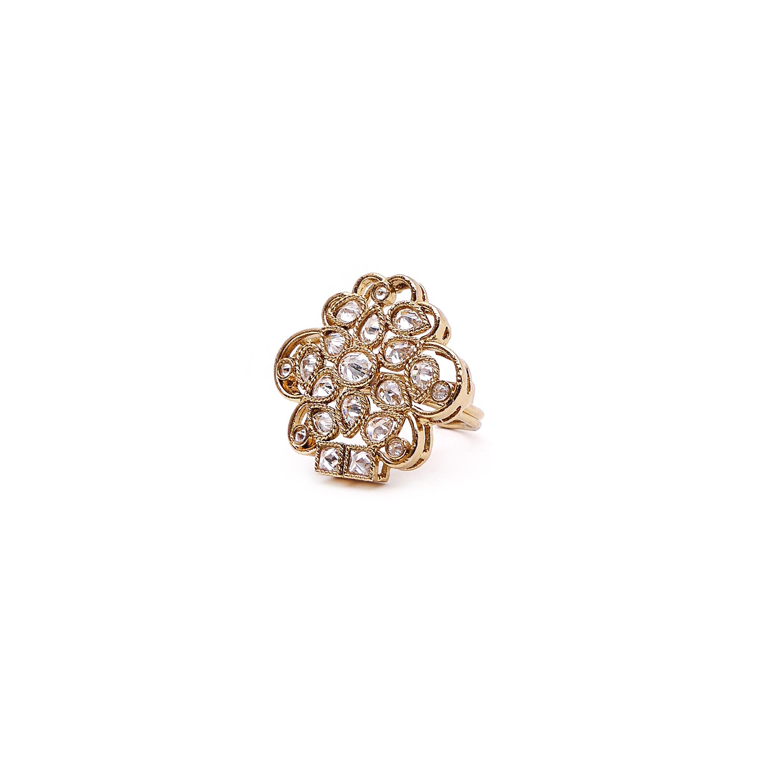 Lily Petal Ring in White Crystal