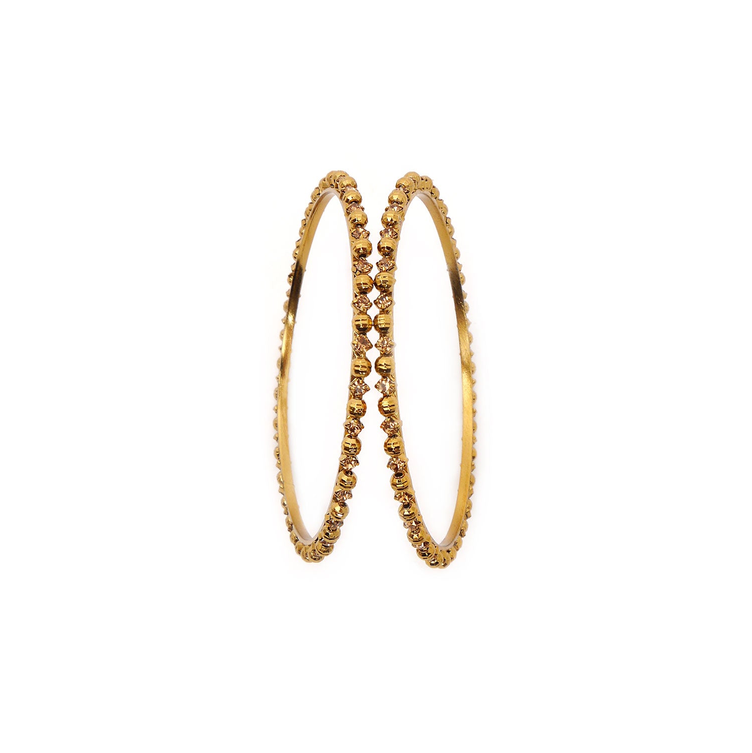 Facet Beaded Champagne Thin Bangles
