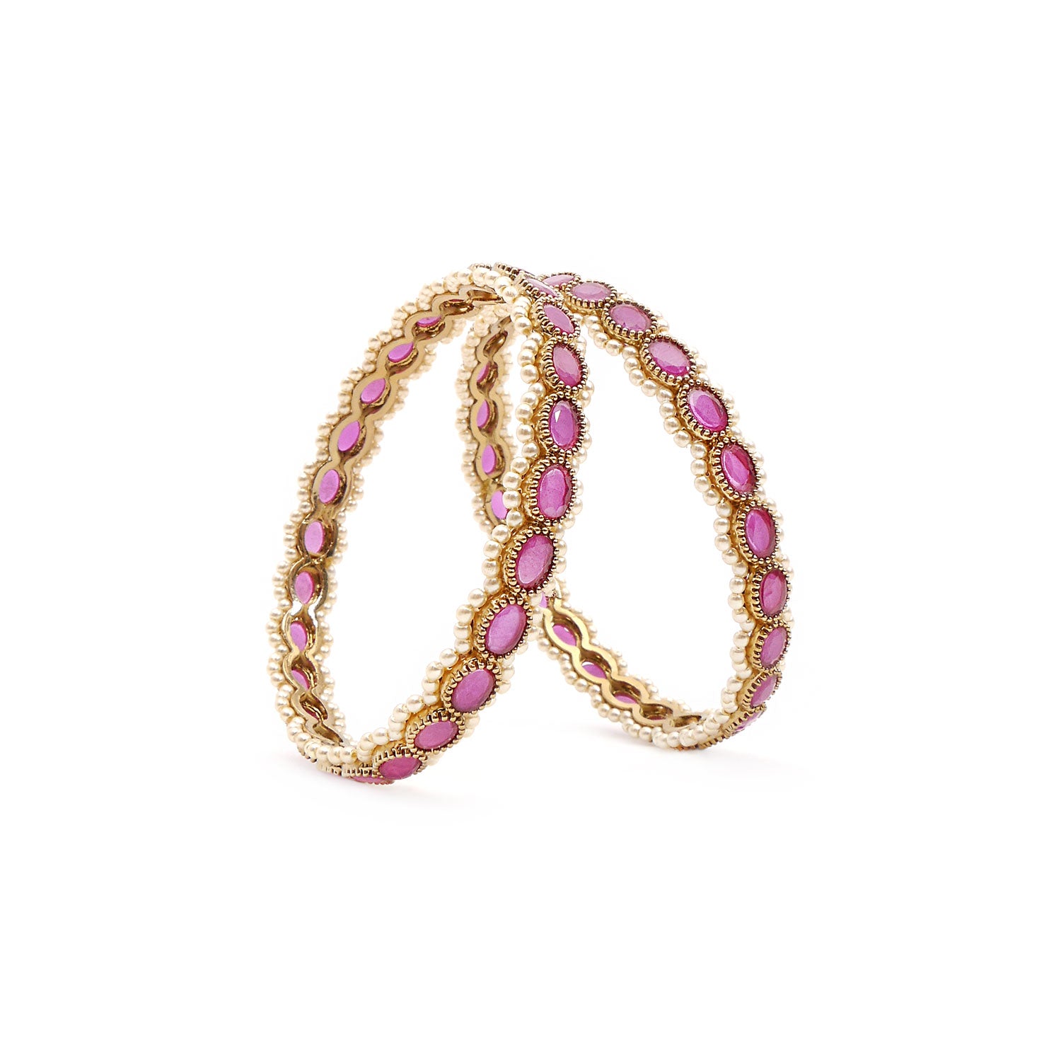 Ruby Oval and Pearl Bangles
