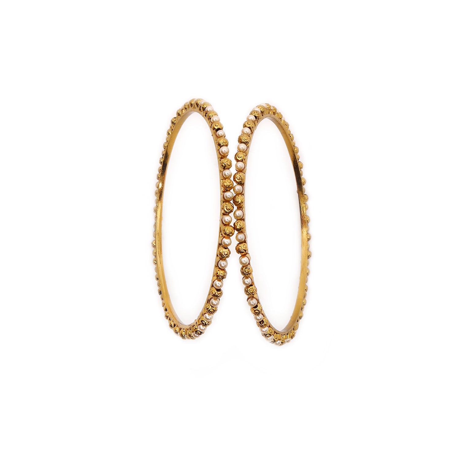 Facet Bead and Pearl Antique Bangles