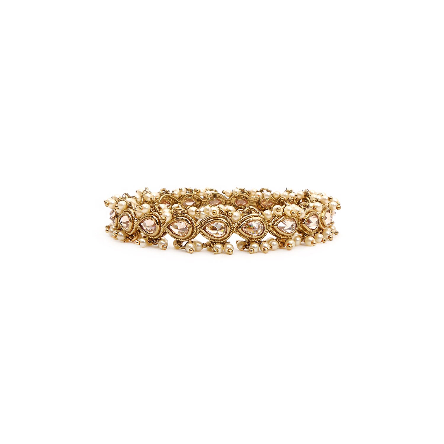 Cluster Pearl Bangle in Antique Gold