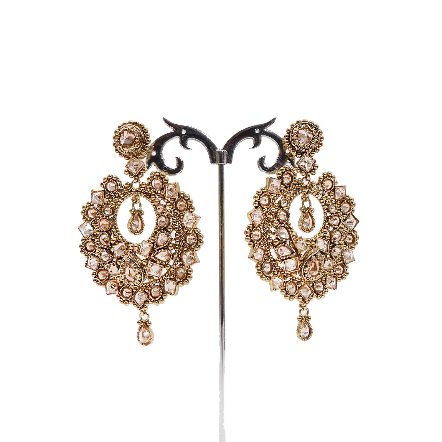 Arya Chandbali Earrings in Pearl and Antique Gold