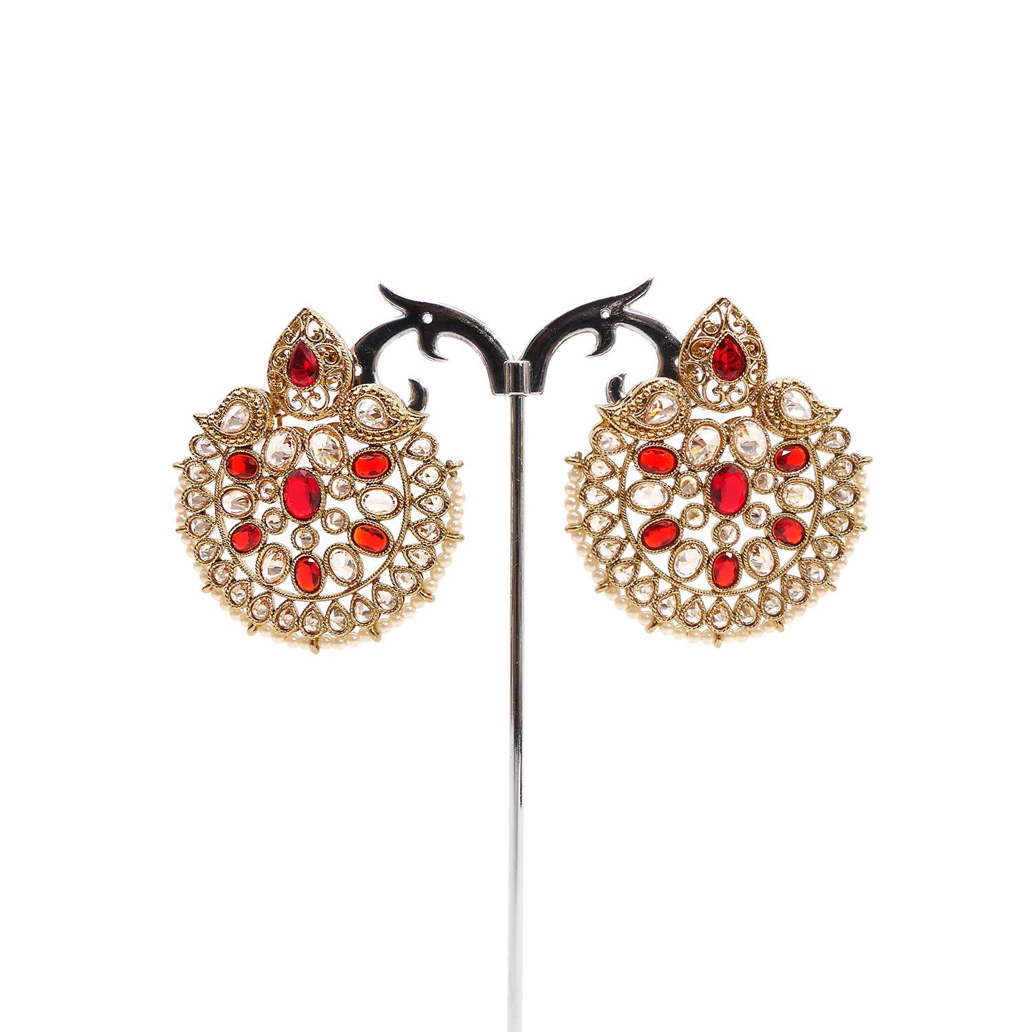 Shyla Chandbali Earrings in Red