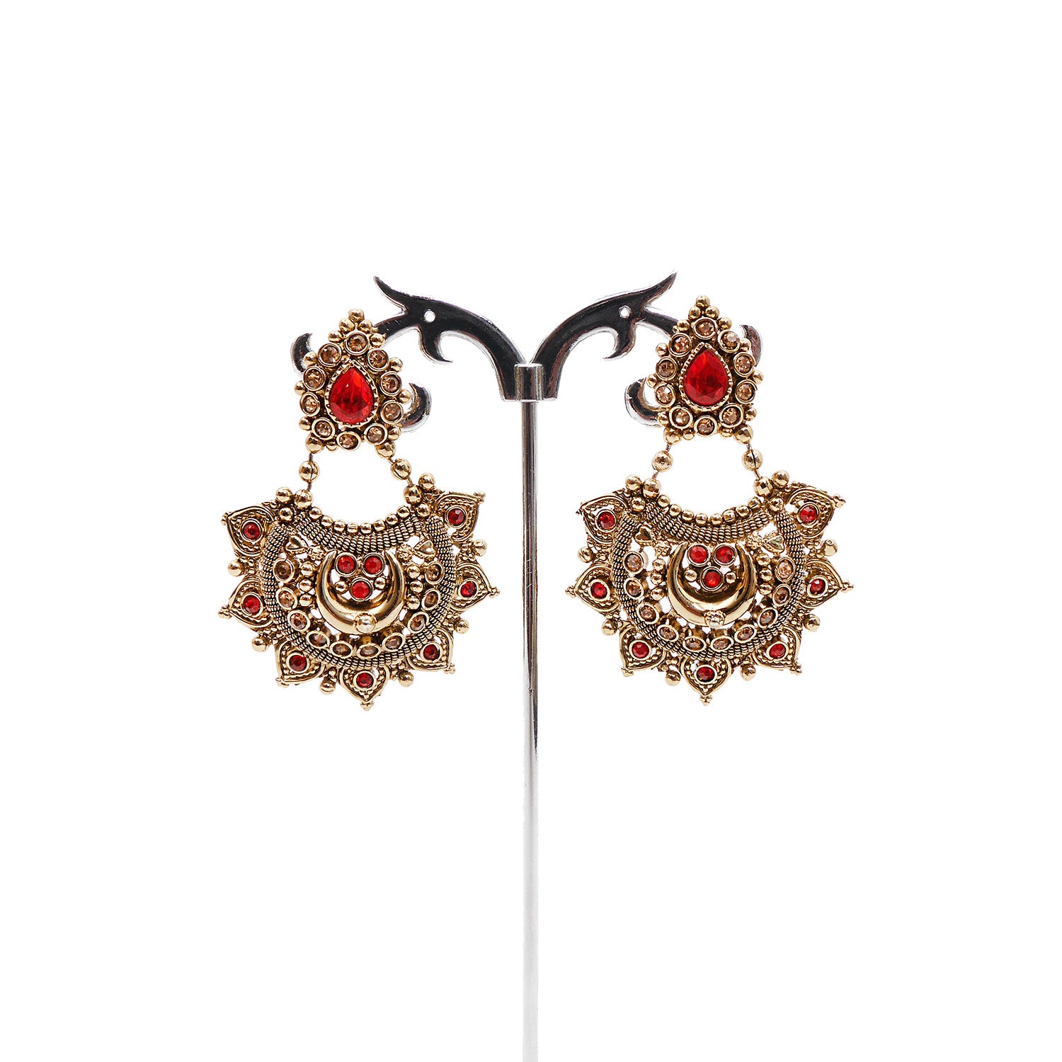 Lekha Chandbali Earrings in Red