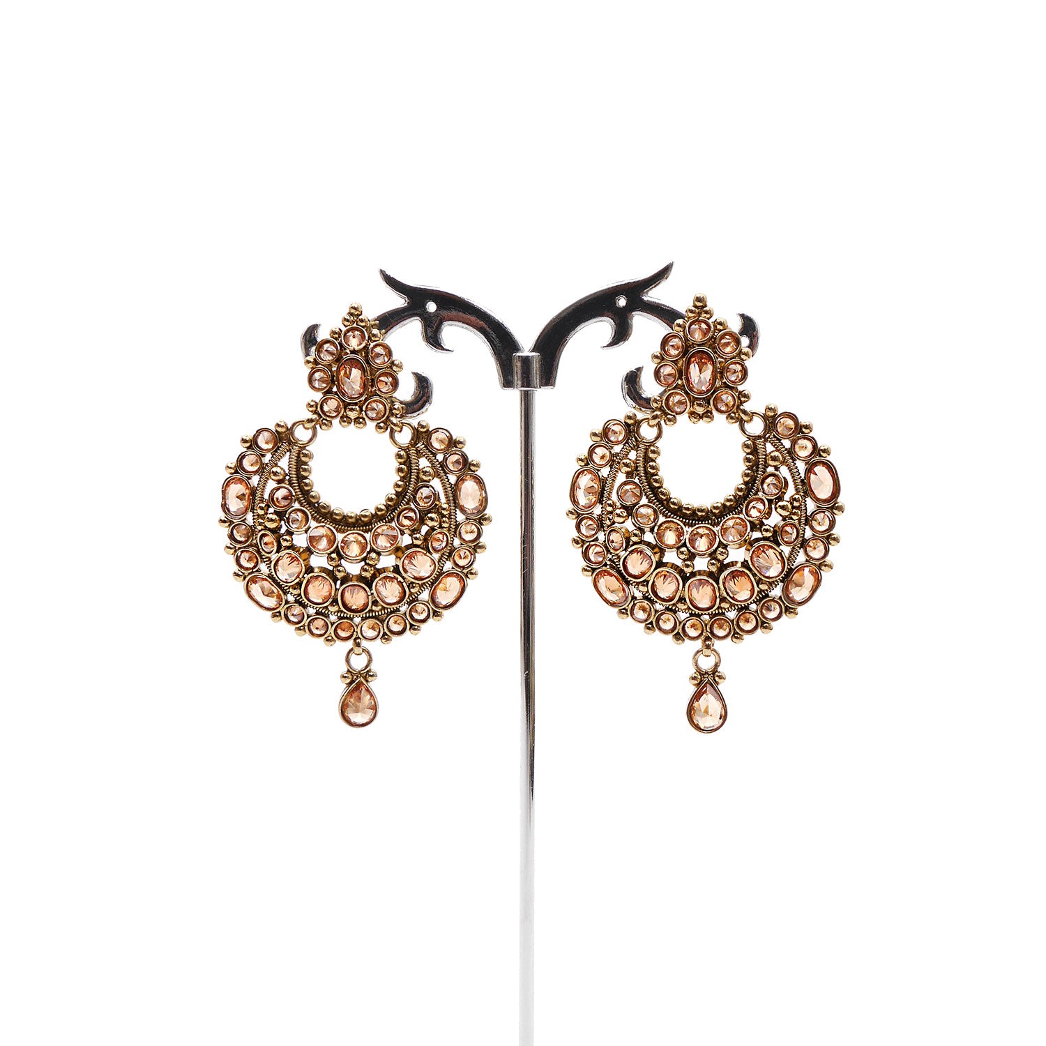 Evani Chandbali Earrings in Antique Gold