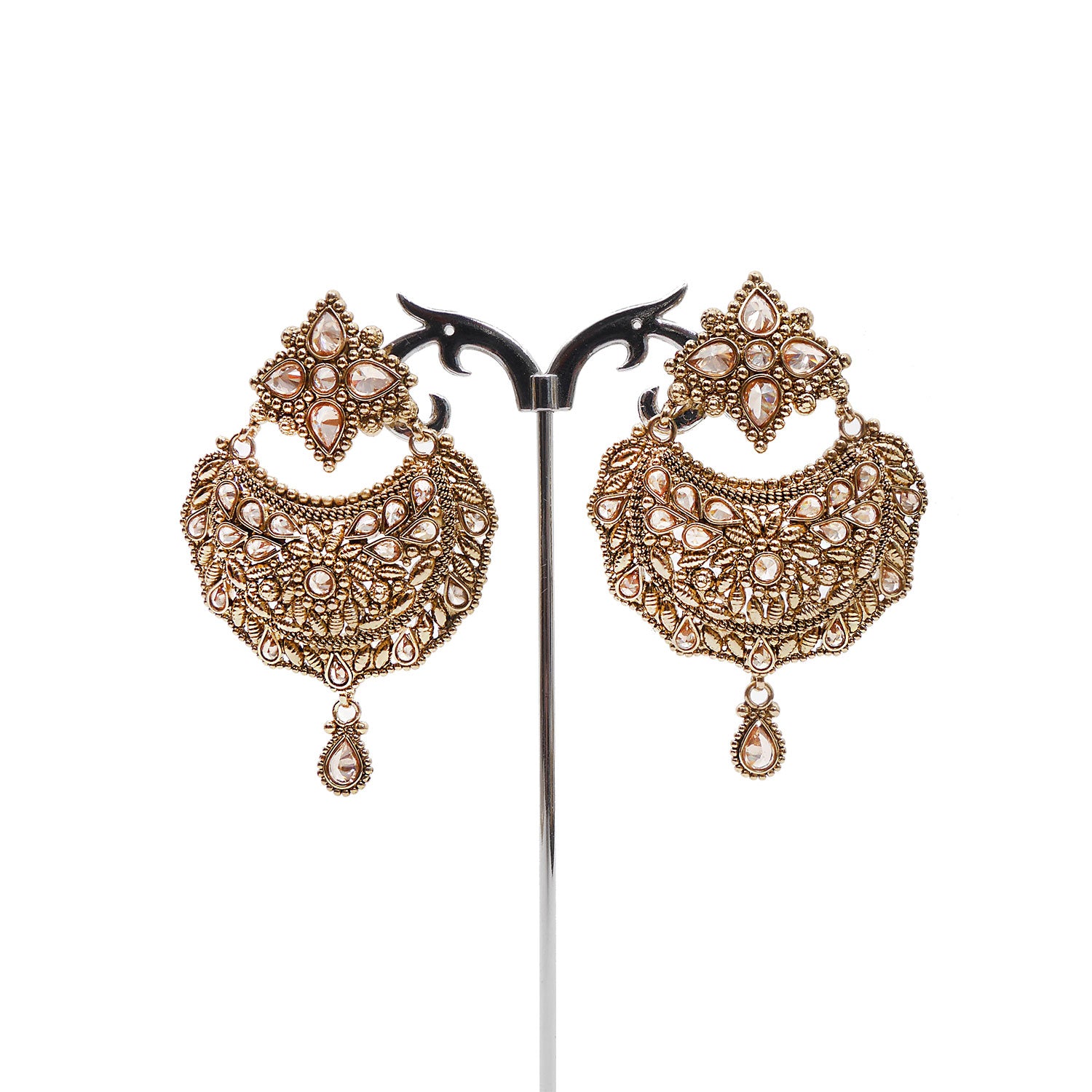 Myra Chandbali Earrings in Antique Gold