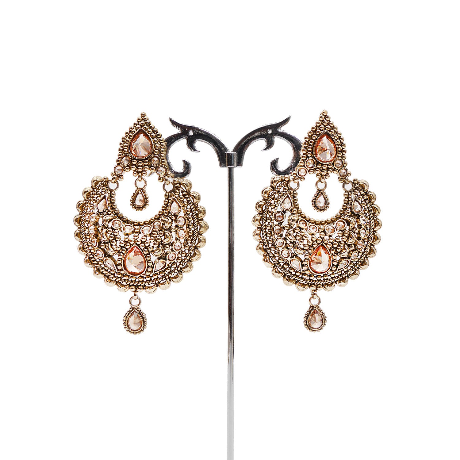 Maya Chandbali Earrings in Antique Gold