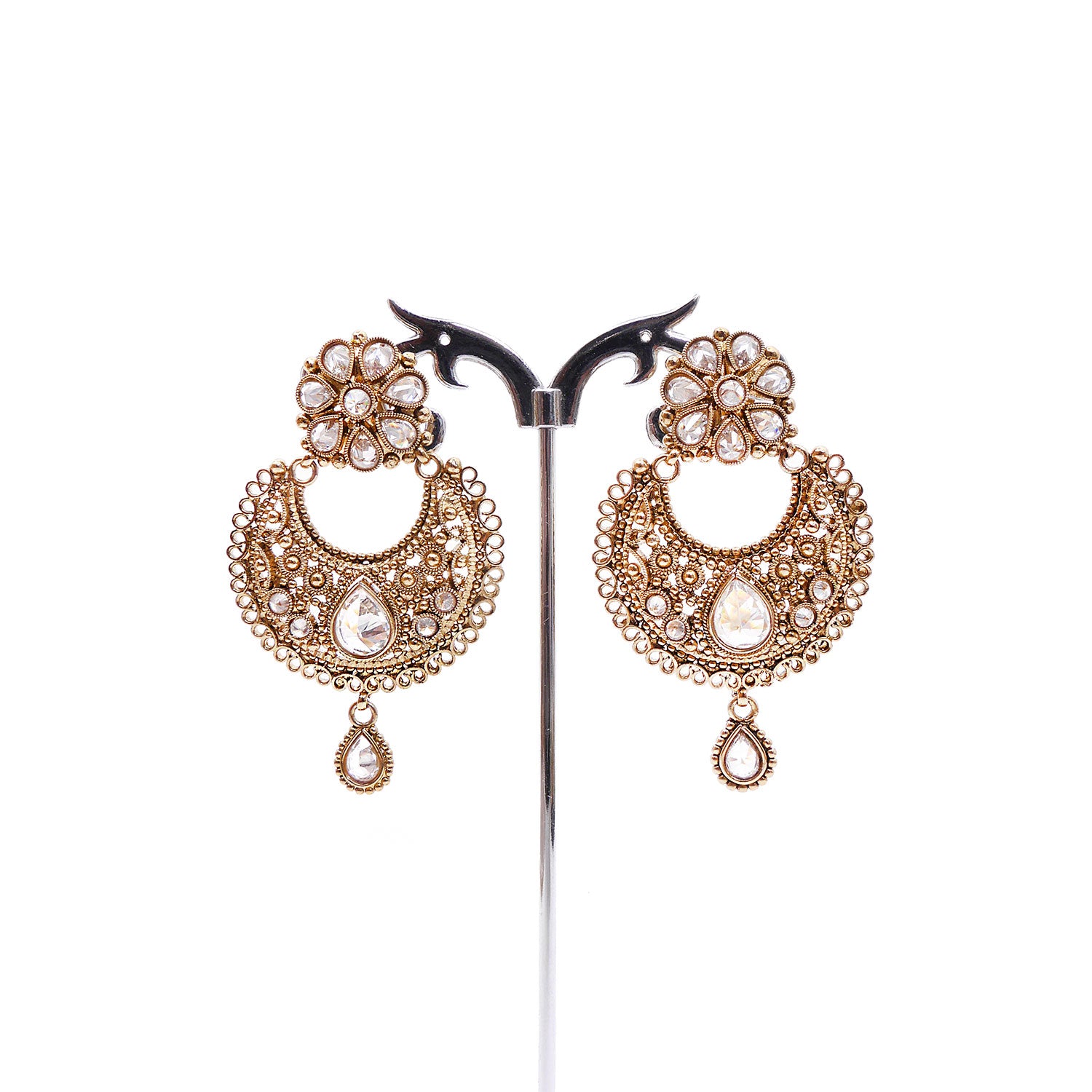 Tanisha Chandbali Earrings in Antique Gold