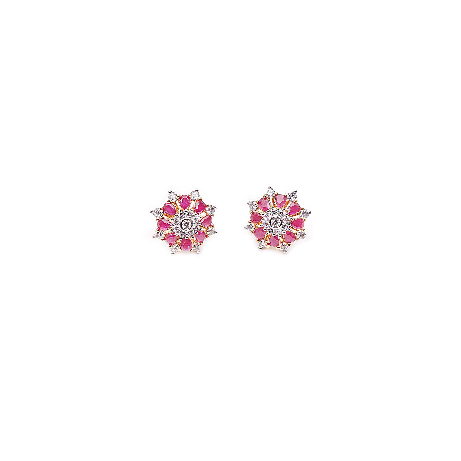 Rose Cubic Zirconia Studs in Ruby