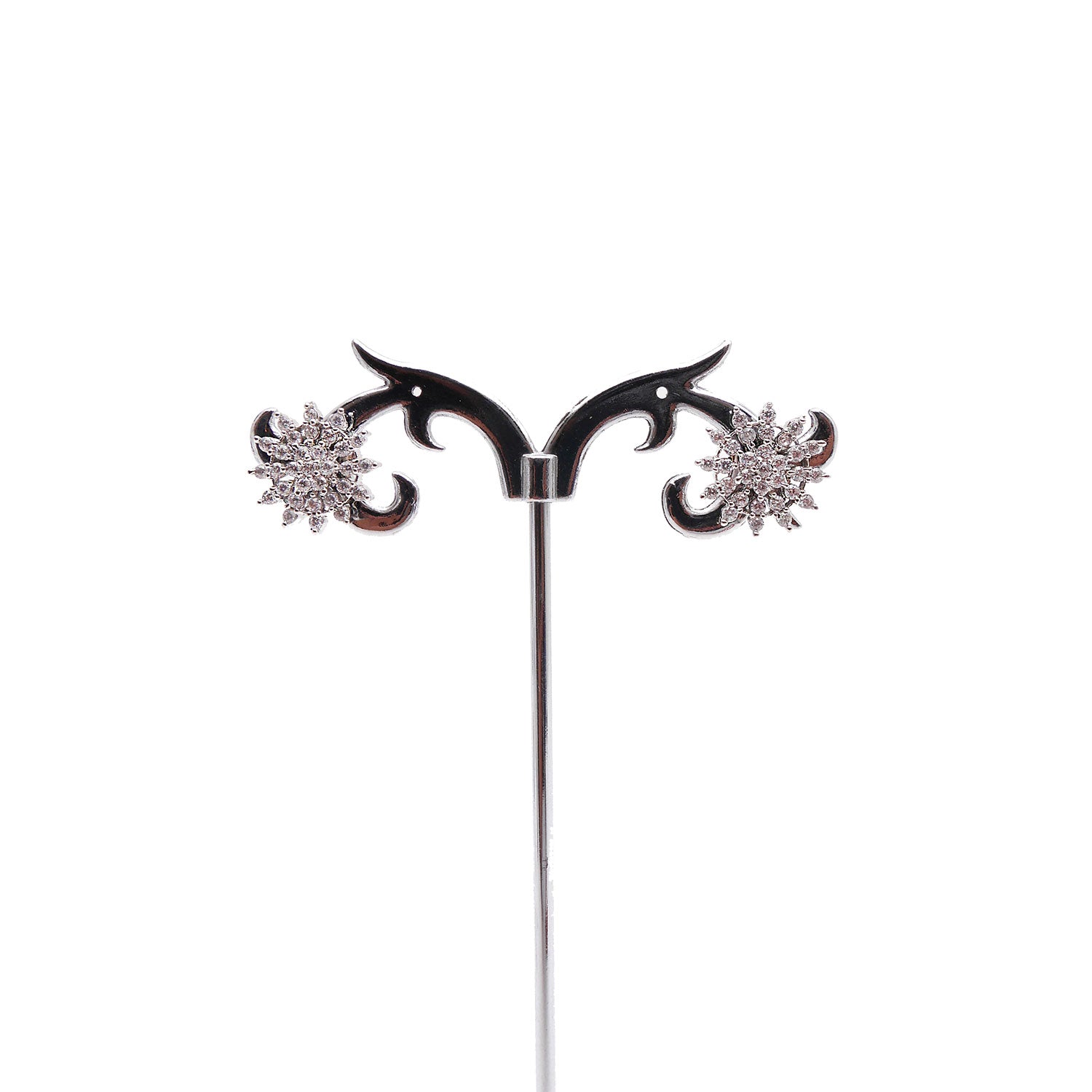 Sunray Cubic Zirconia Studs in Rhodium