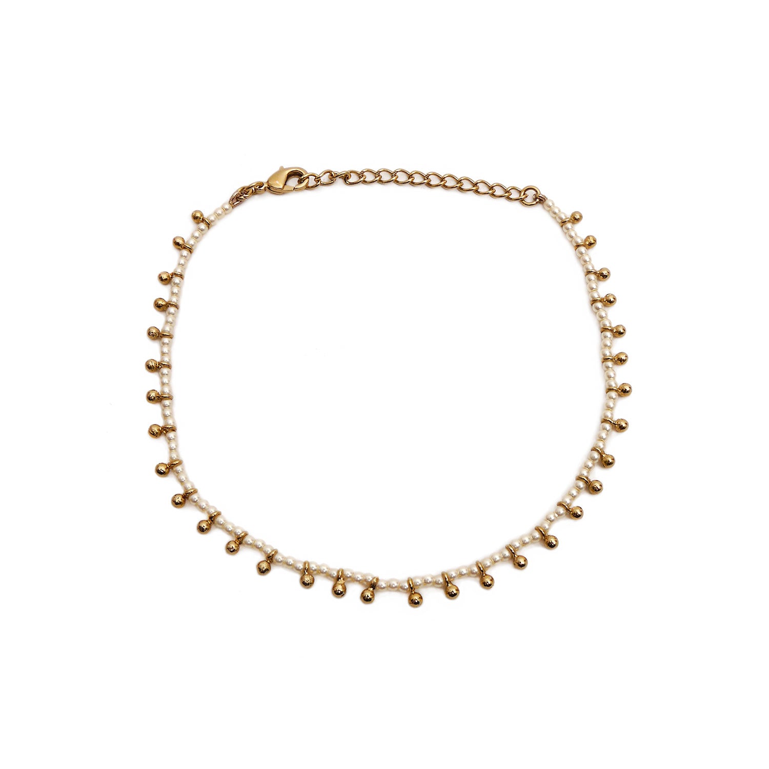 Clara Anklet in Pearl and Antique Gold