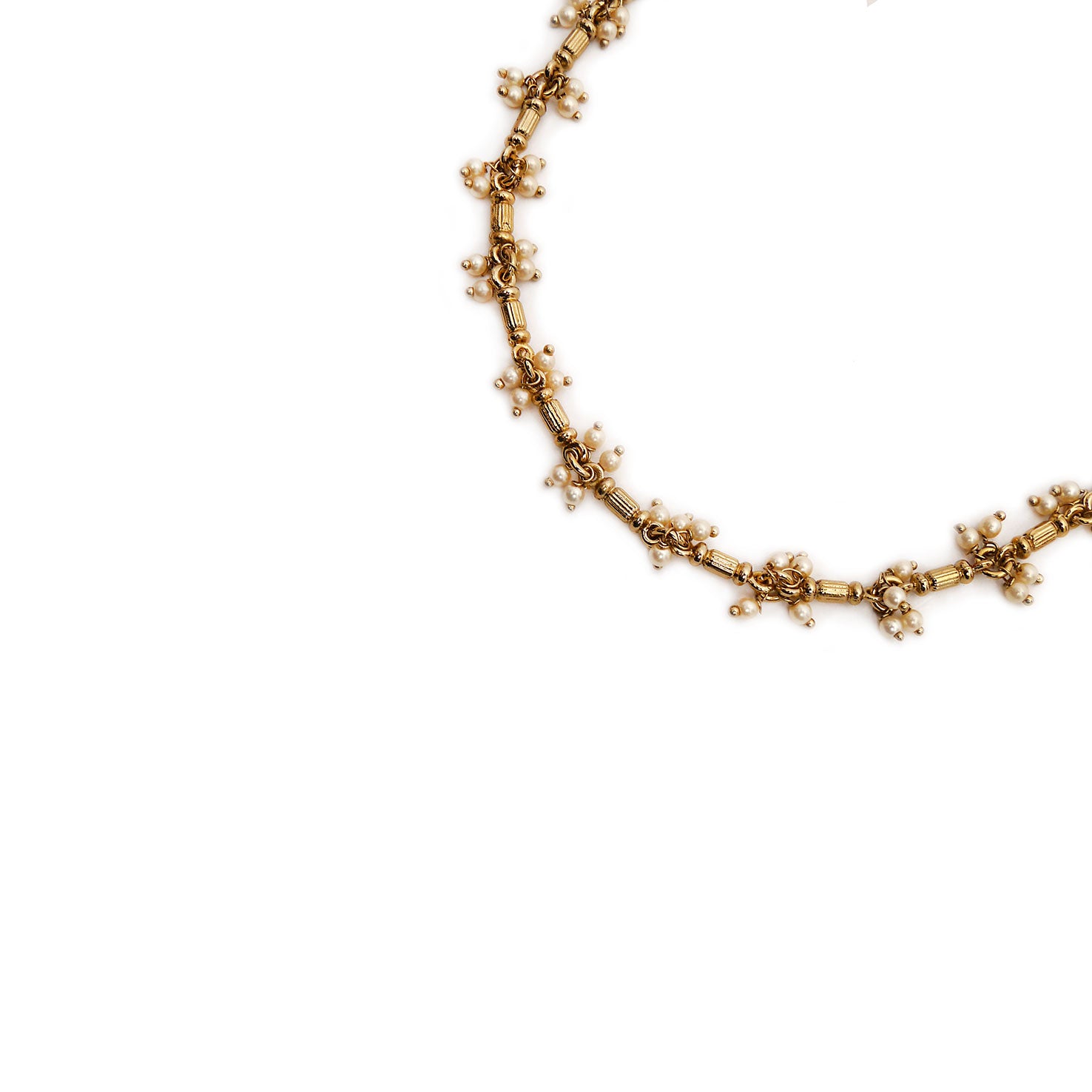 Kalki Anklet in Pearl and Antique Gold