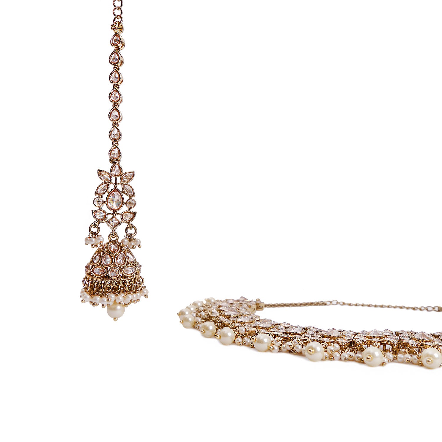 Kamal Necklace Set in Antique Gold