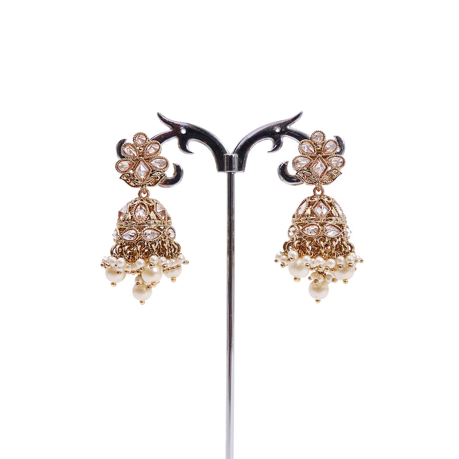 Aleena Jhumka Earrings in Pearl and Antique Gold