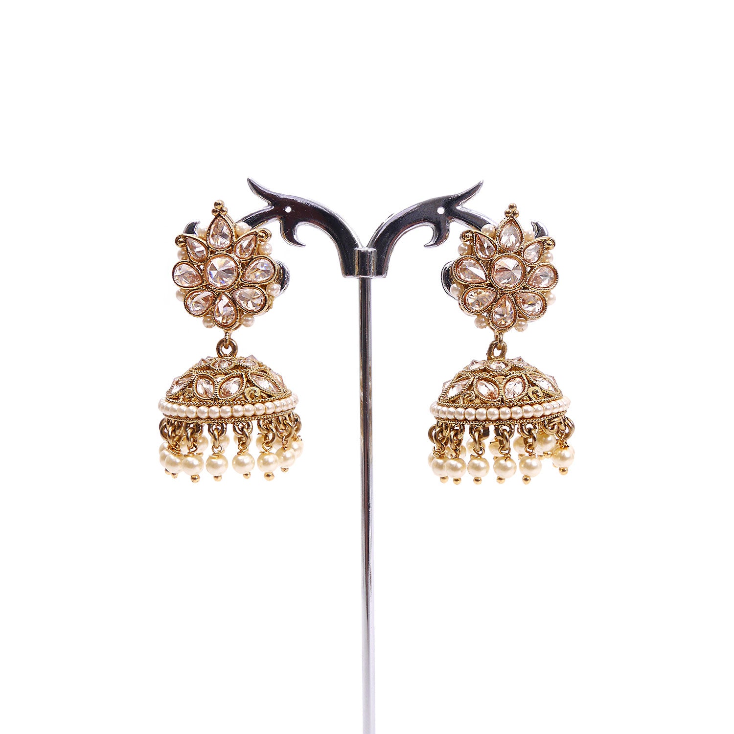 Suhani Jhumka Earrings in Pearl and Antique Gold