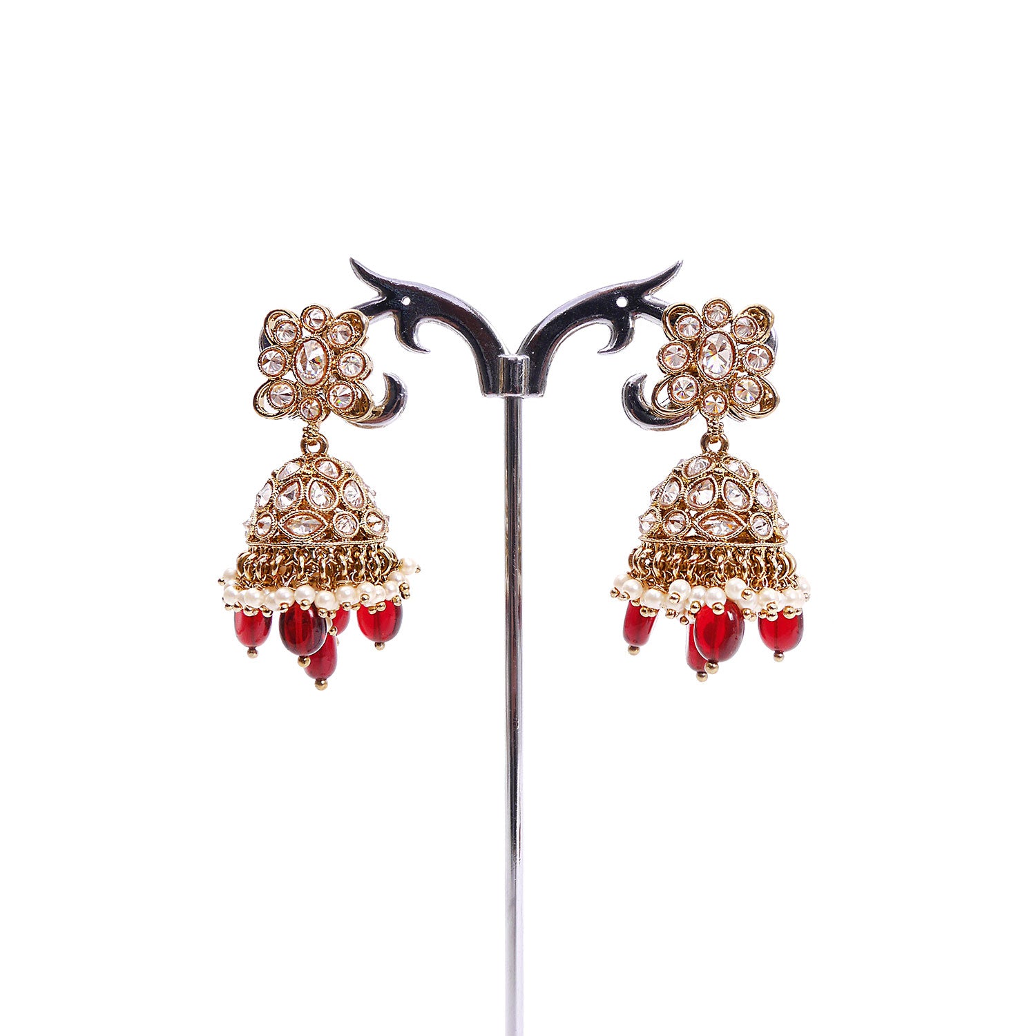 Ruhi Jhumka Earrings in Maroon