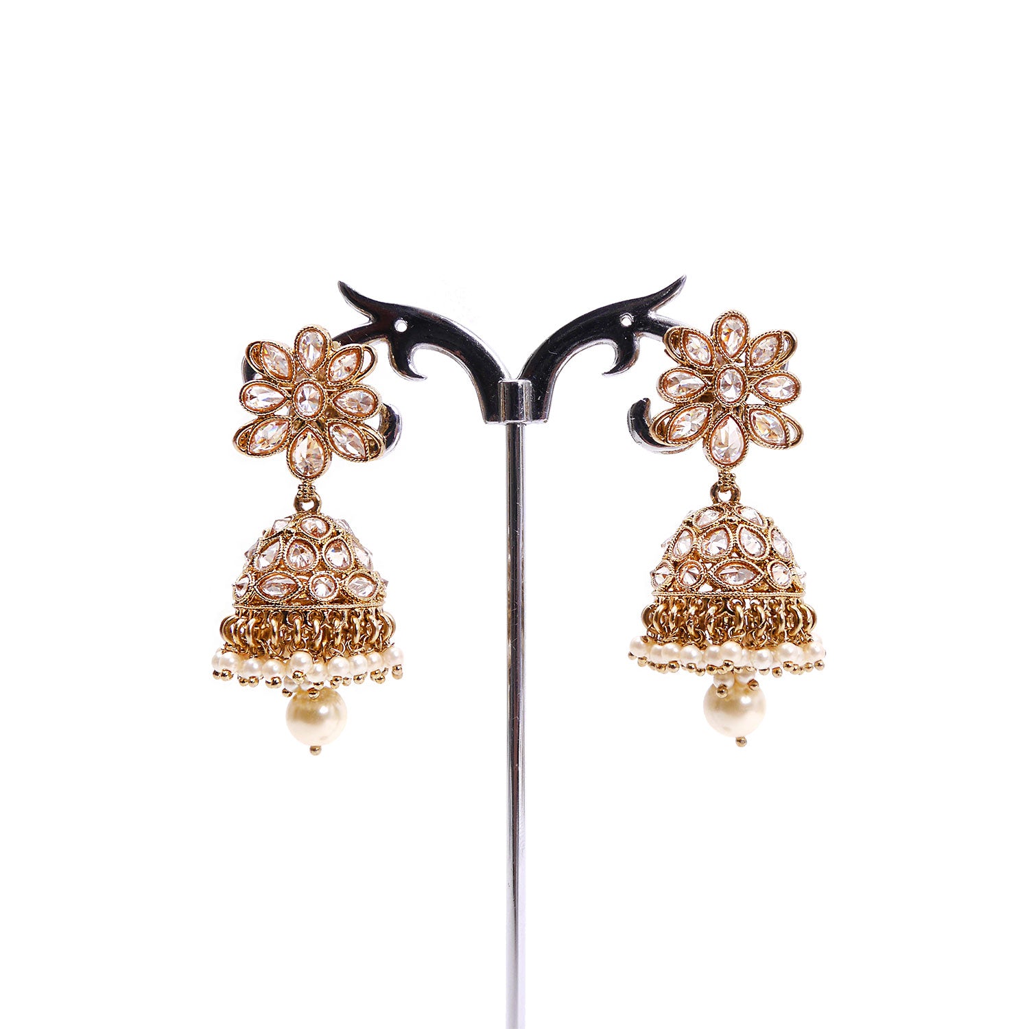 Renu Jhumka Earrings in Pearl and Antique Gold
